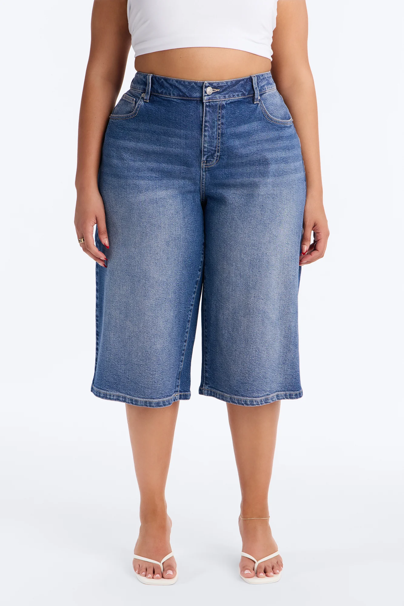 Addy Straight Leg Culotte Jeans - Dark Wash - Image 5