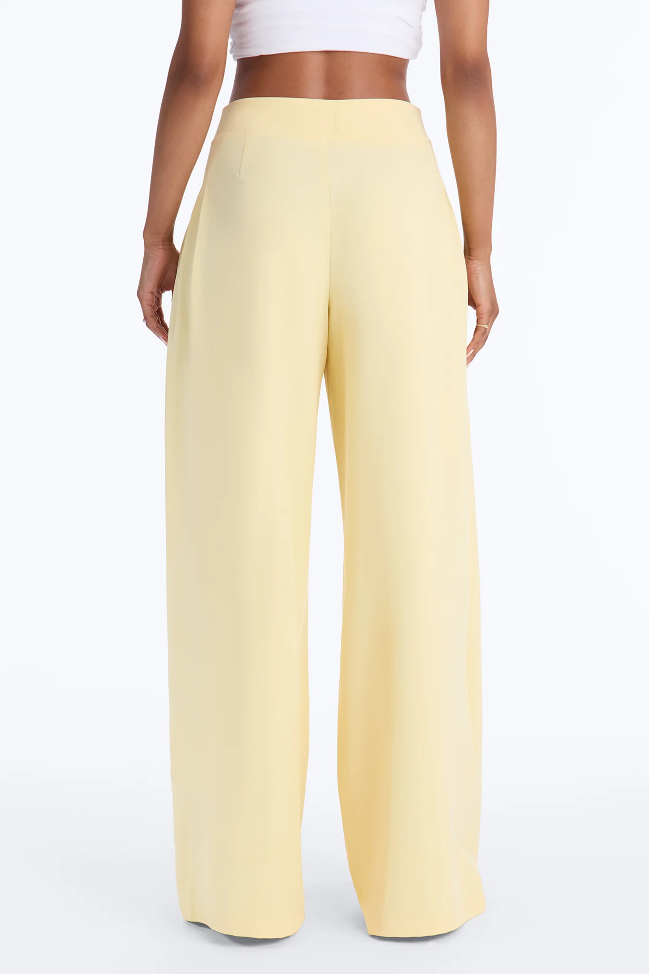 Adele Pleated Wide Leg Trouser Pant 33″ - Butter Yellow - Image 4