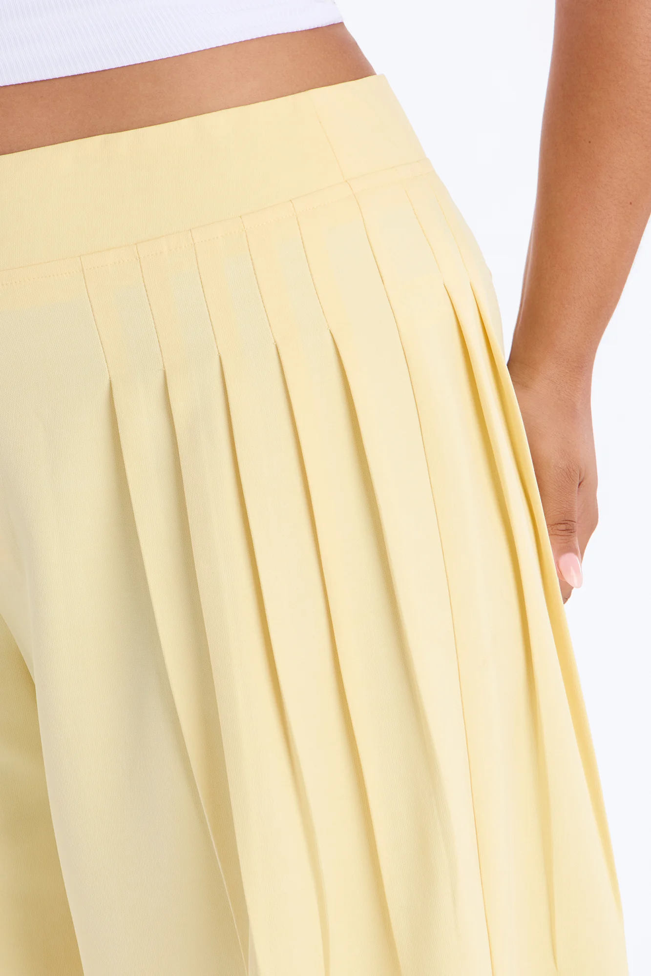 Adele Pleated Wide Leg Trouser Pant 33″ - Butter Yellow - Image 7