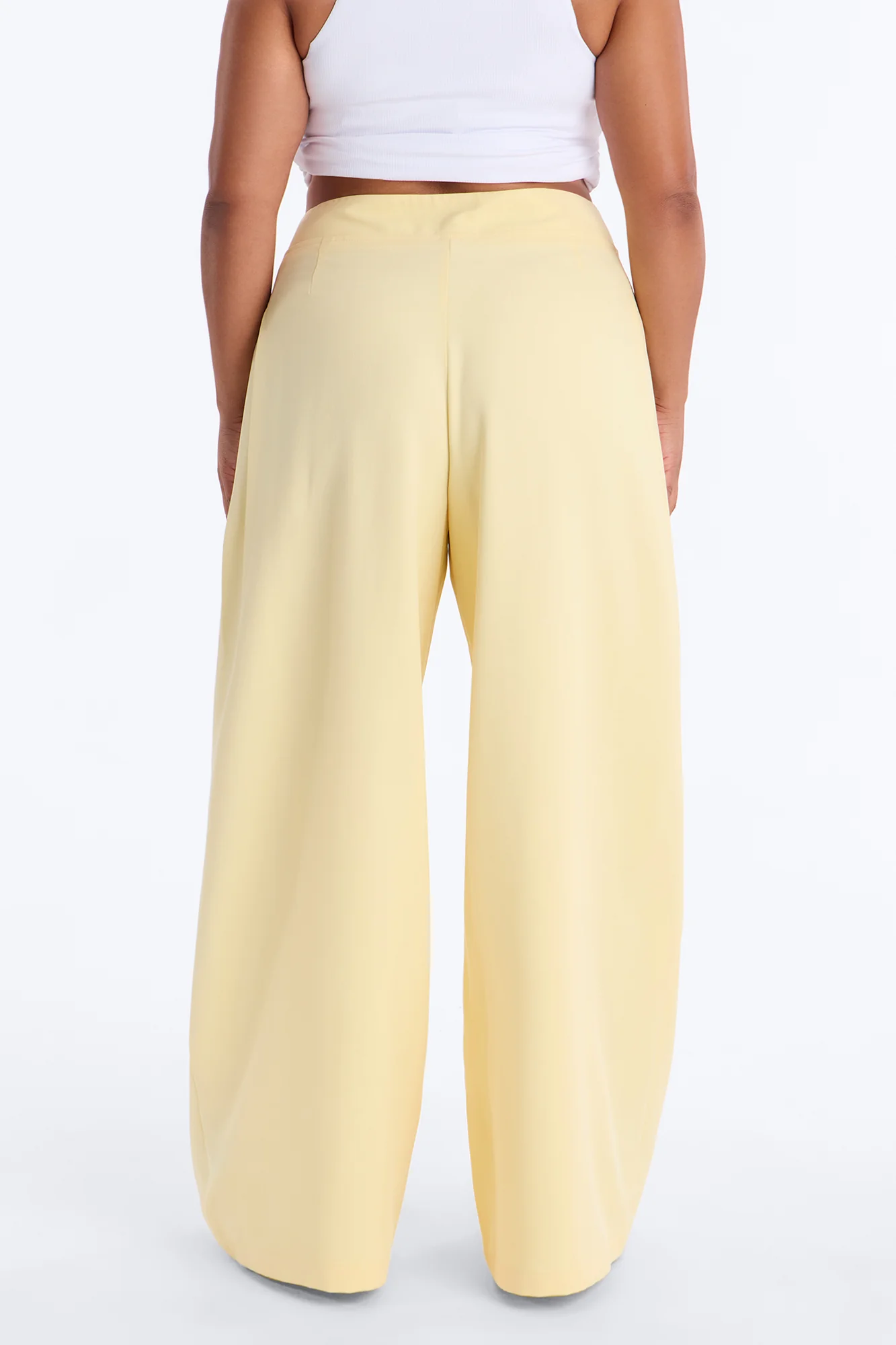Adele Pleated Wide Leg Trouser Pant 33″ - Butter Yellow - Image 8