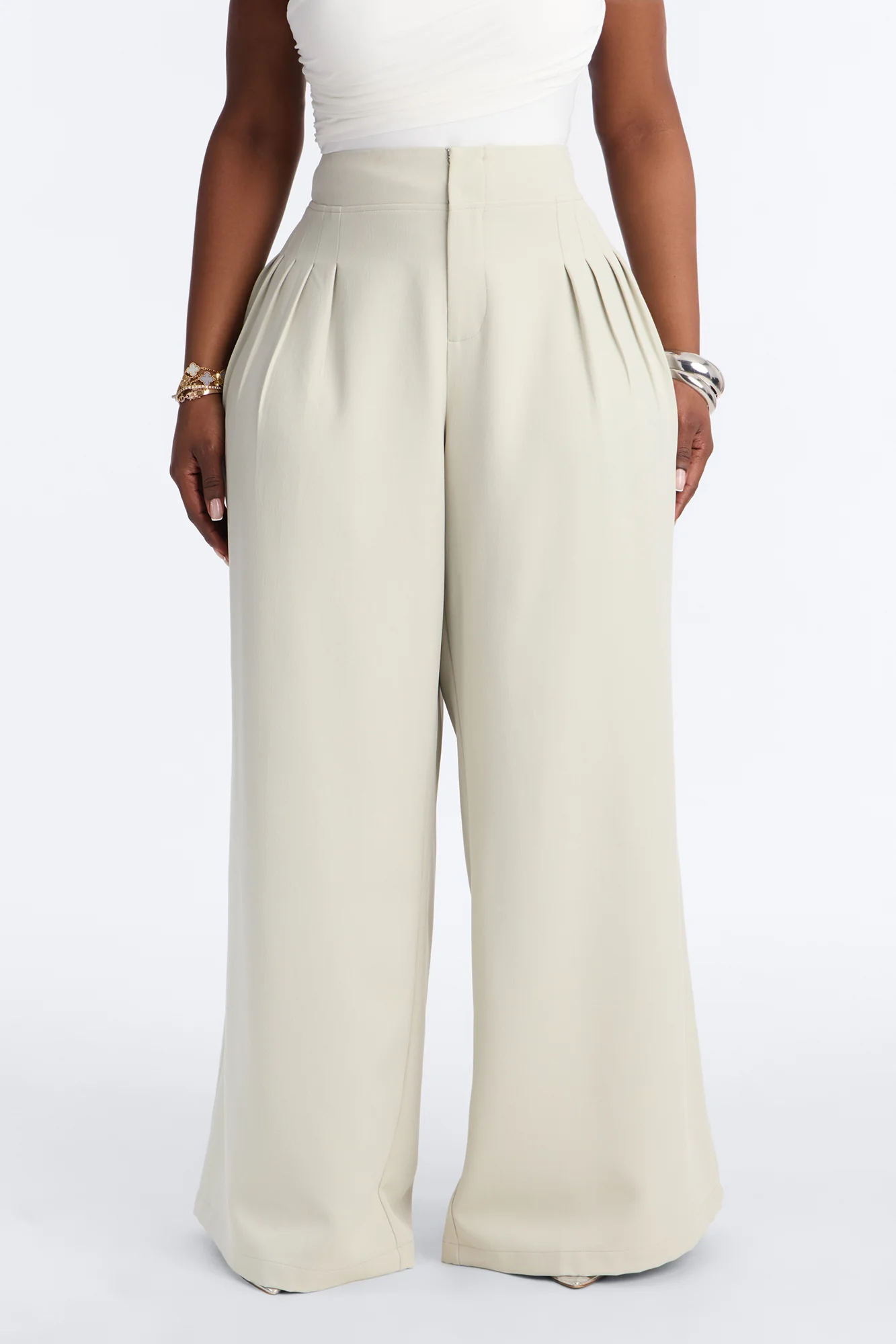 Adele Pleated Wide Leg Trouser Pant 33″ - Mint - Image 2