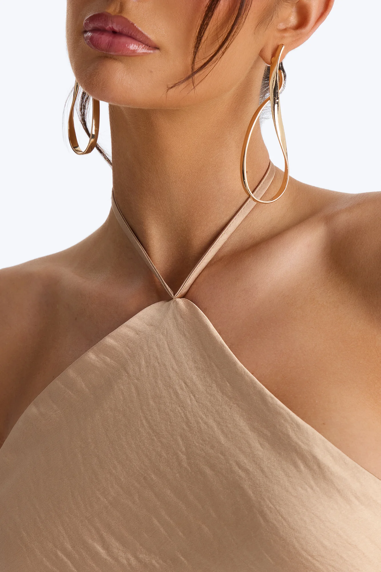 Adina Mesh Satin Maxi Dress - Mocha - Image 4