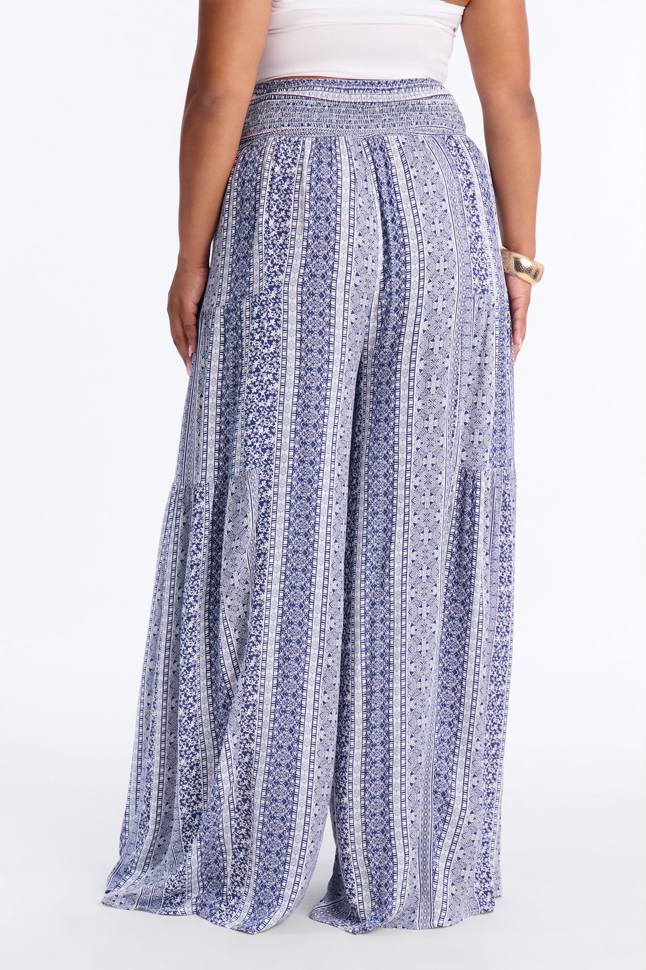 Adina Tie Waist High Rise Wide Leg Pant - Blue/combo - Image 9
