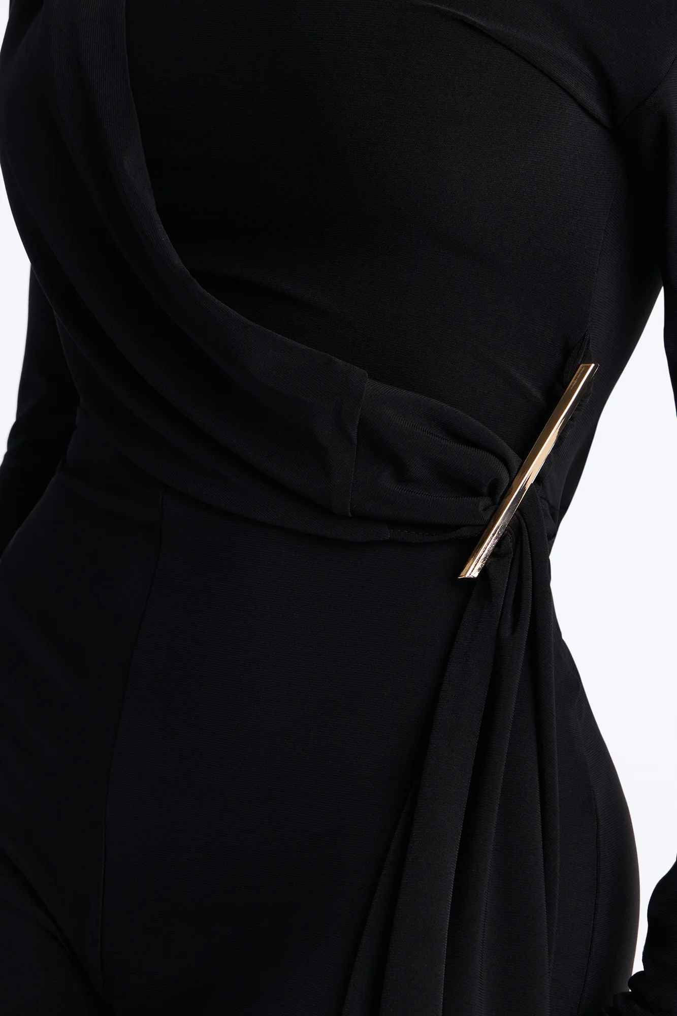 Adri Draped Wide Leg Jumpsuit - Black - Image 3