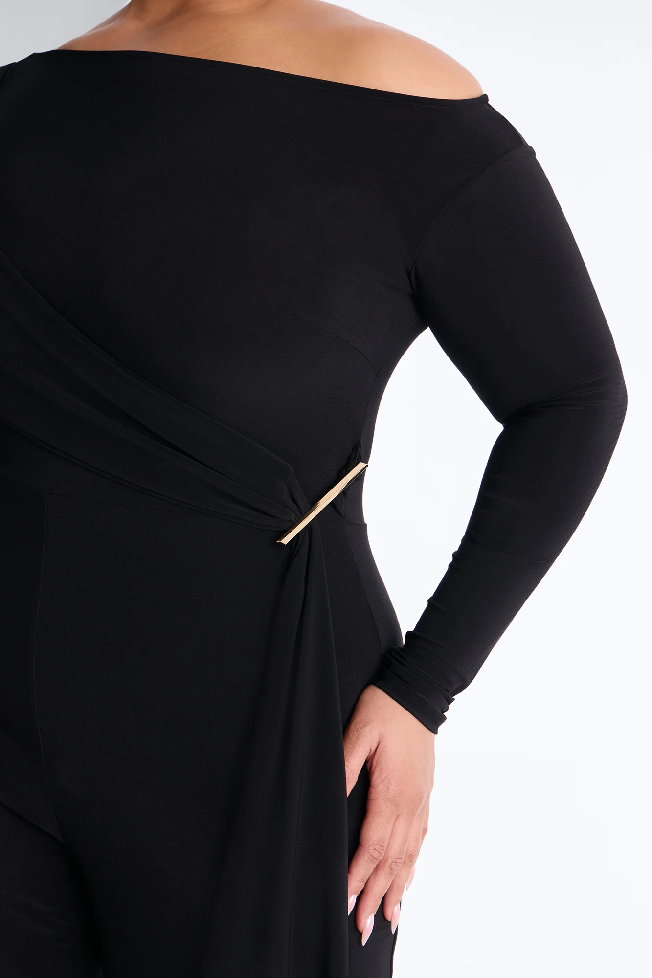 Adri Draped Wide Leg Jumpsuit - Black - Image 7