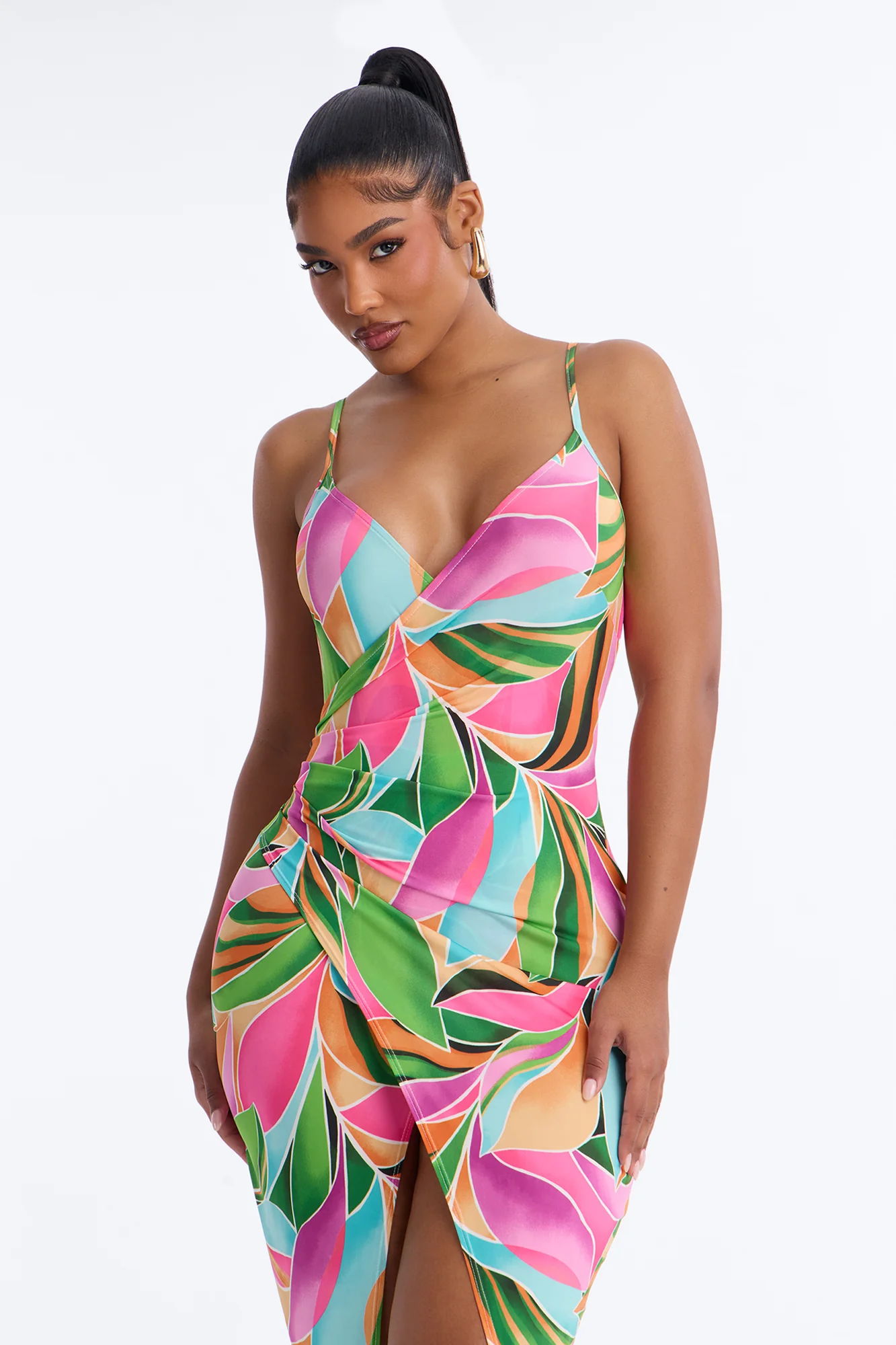 Adria Backless Printed Midi Dress - Multi Color - Image 2