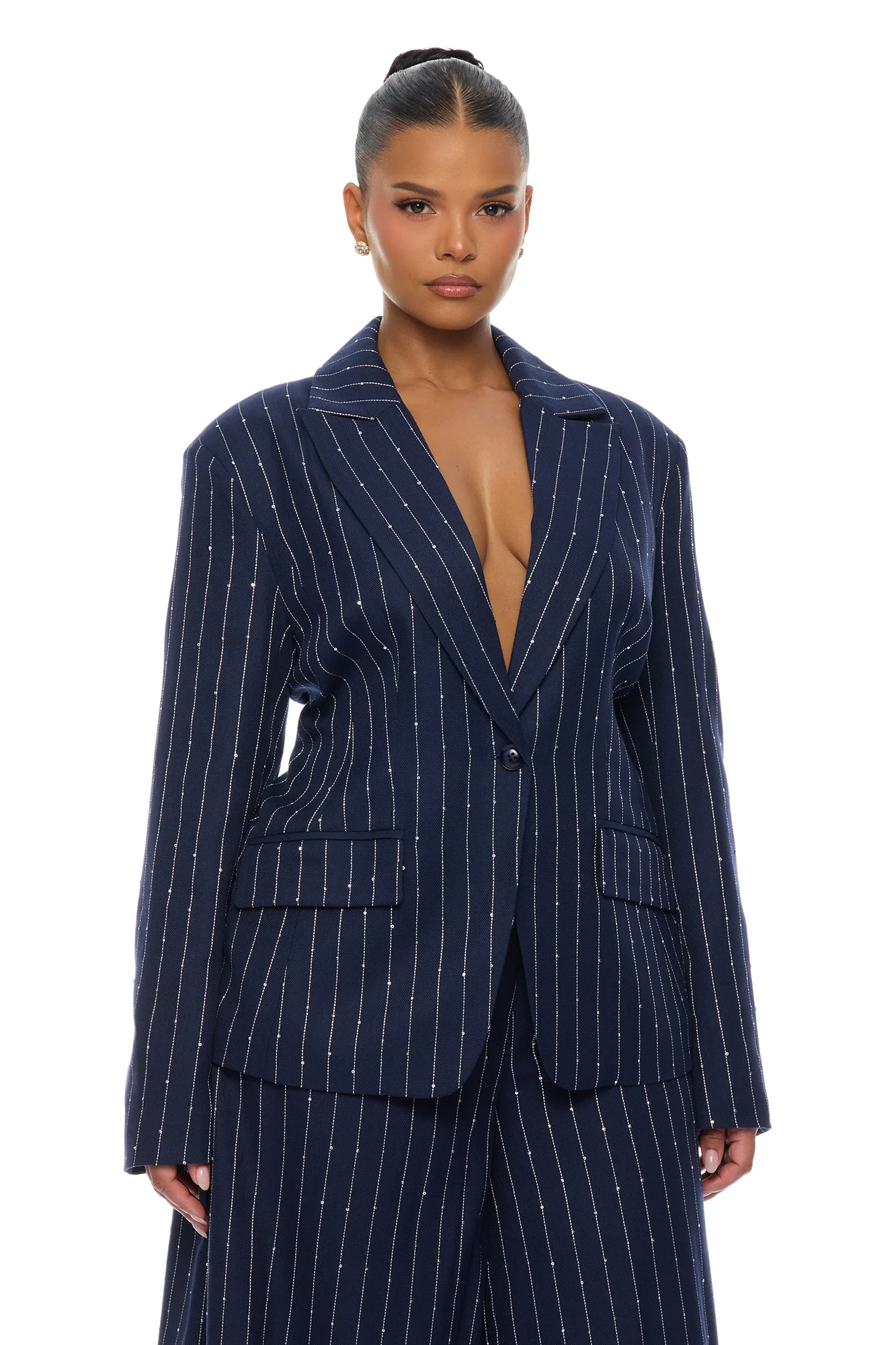 Adyson Embellished Pinstripe Blazer - Navy/combo - Image 6