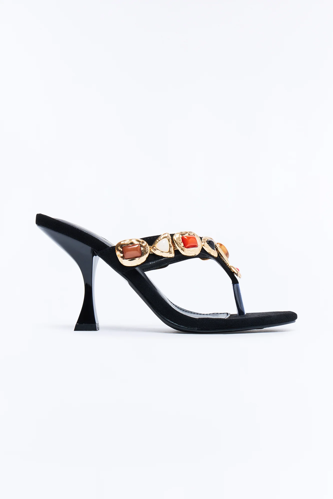 Aeron Jewel Thong Heels - Black