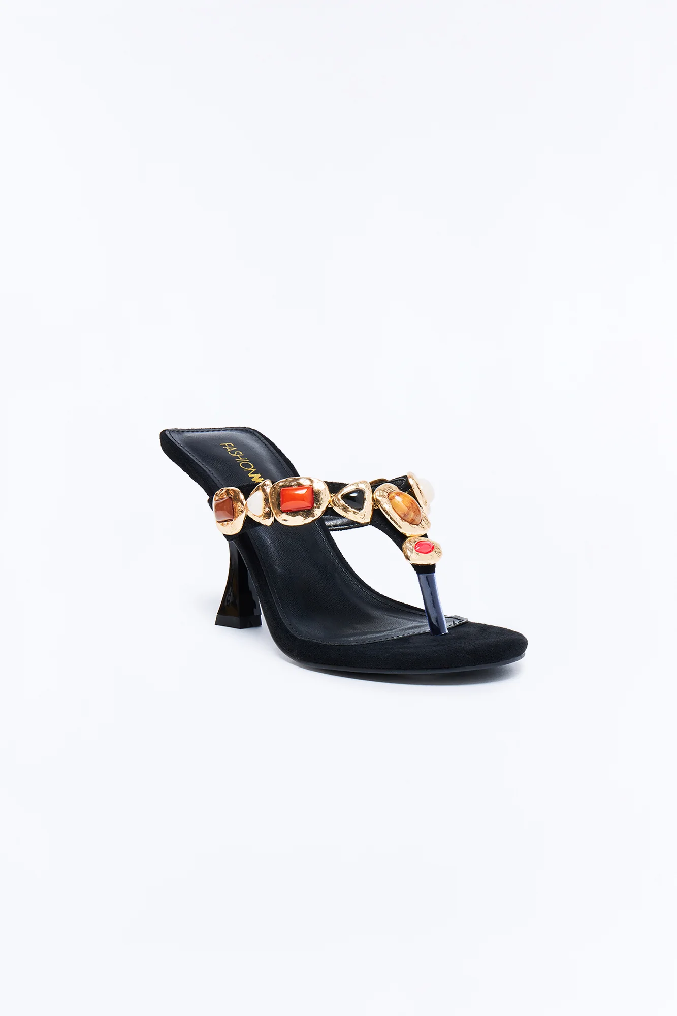 Aeron Jewel Thong Heels - Black - Image 2