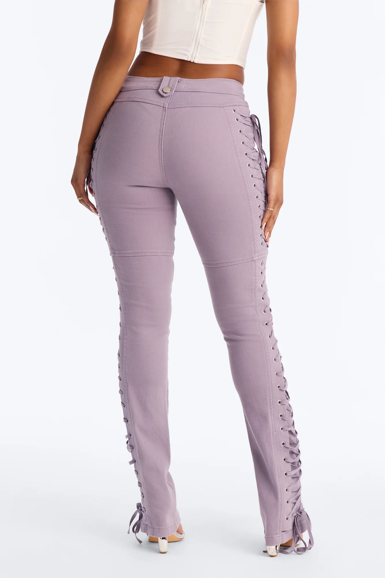 After Hours Lace Up Flare Pant - Lilac - Image 4