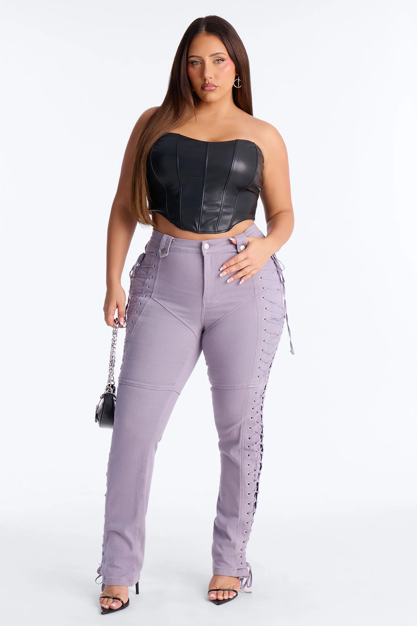 After Hours Lace Up Flare Pant - Lilac - Image 6