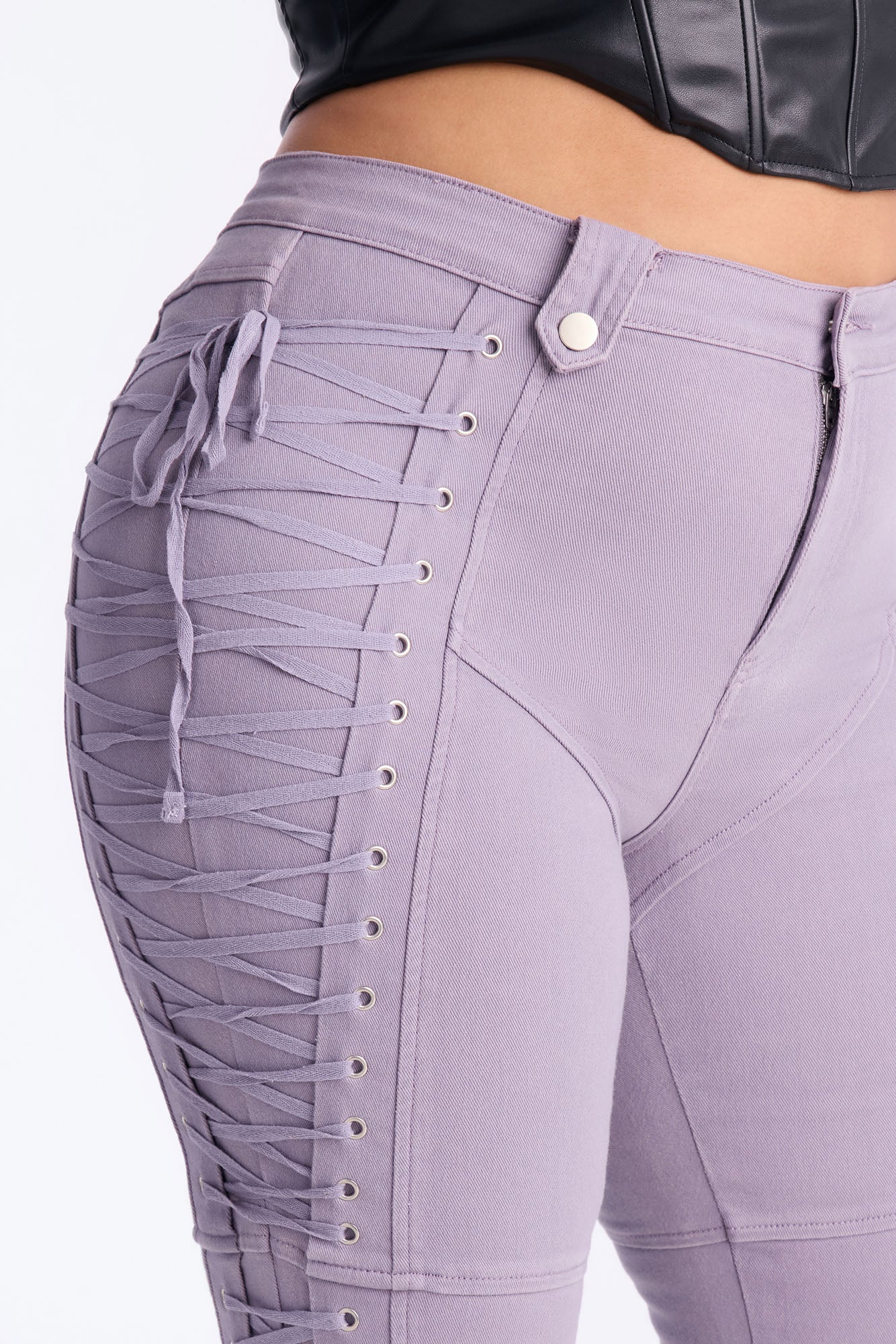 After Hours Lace Up Flare Pant - Lilac - Image 7