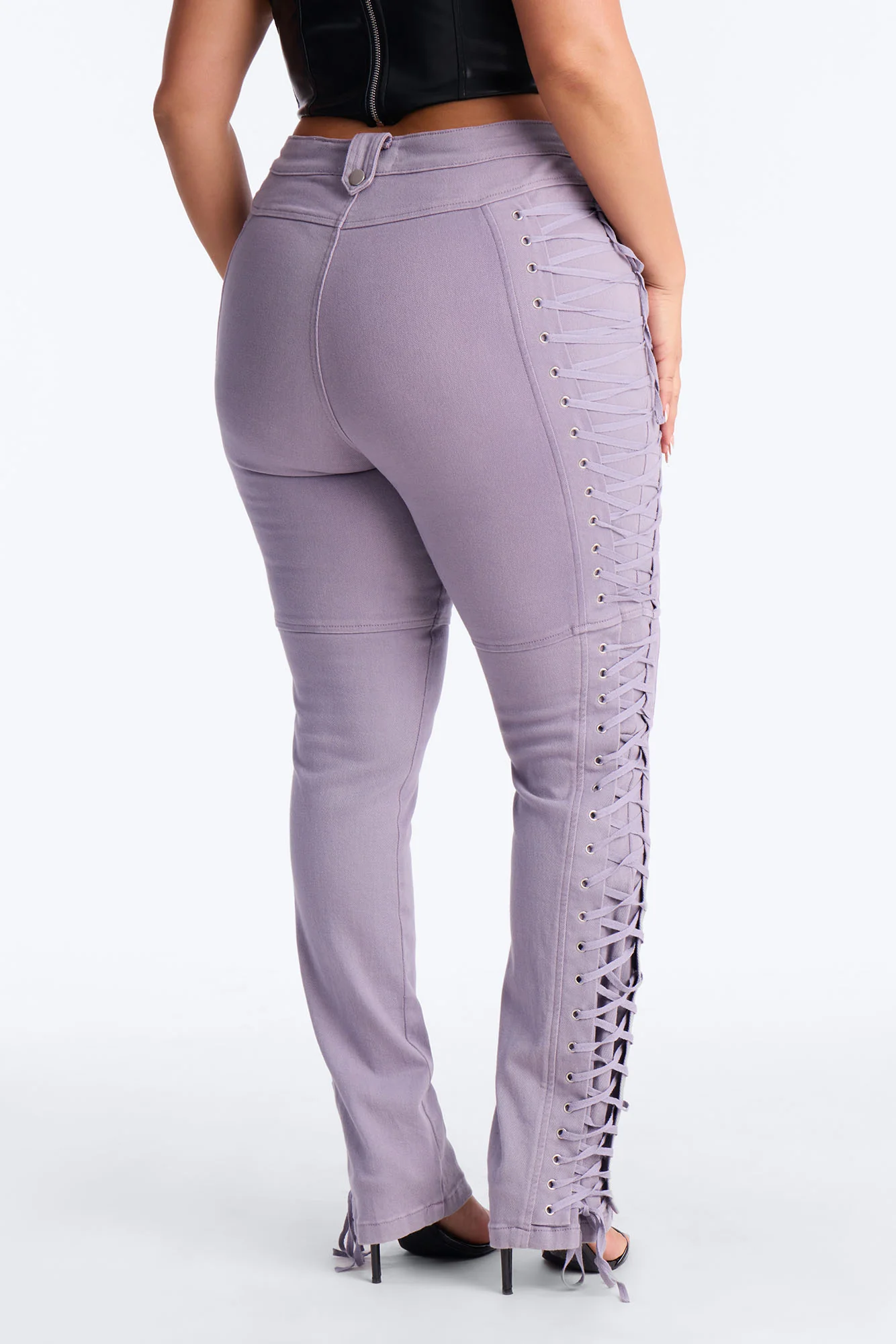 After Hours Lace Up Flare Pant - Lilac - Image 8