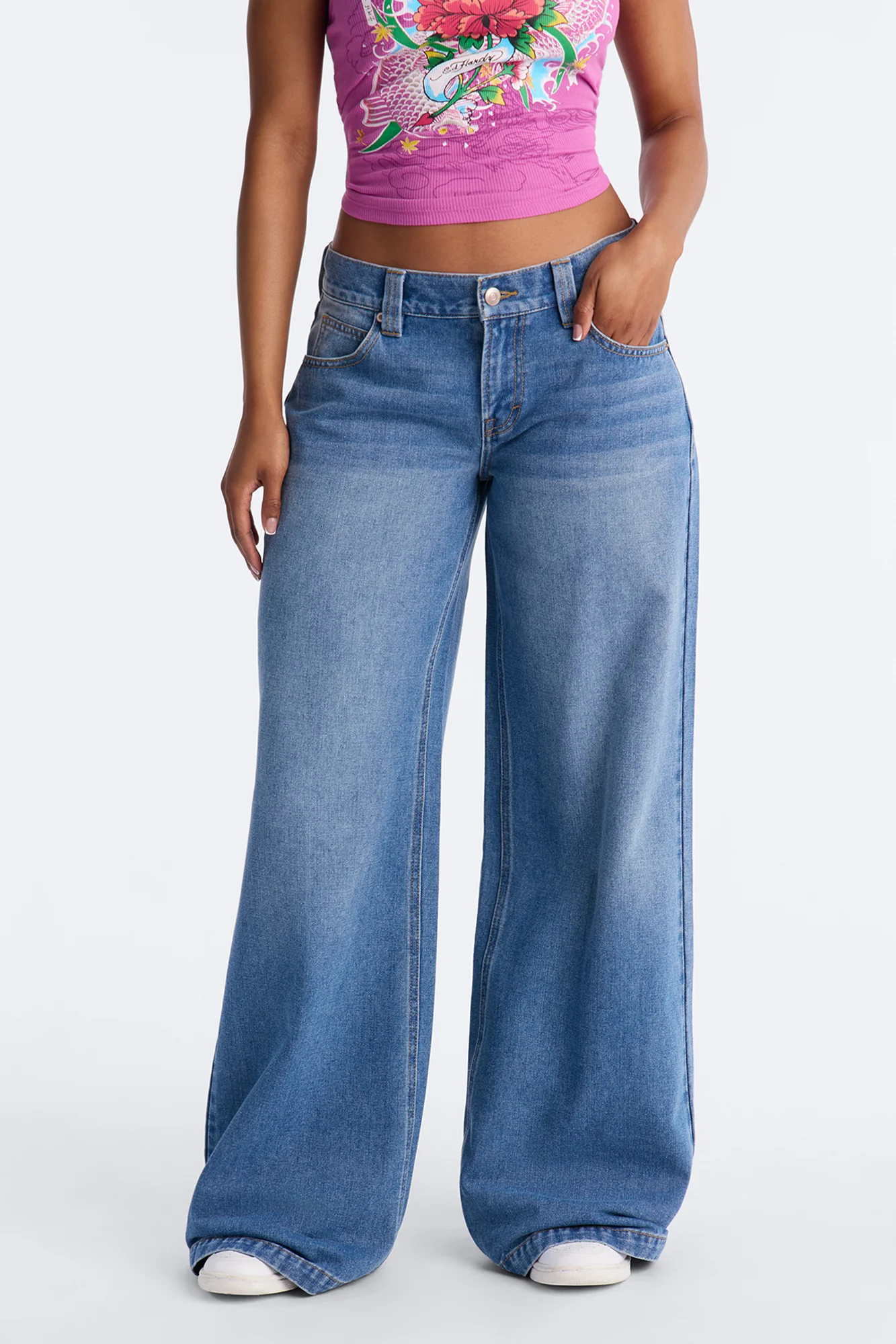 After Hours Low Rise Baggy Jeans - Medium Wash - Image 2