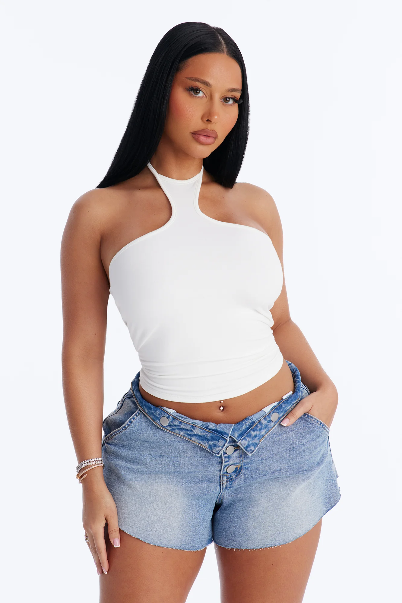 After Hours Sleeveless Halter Top - White