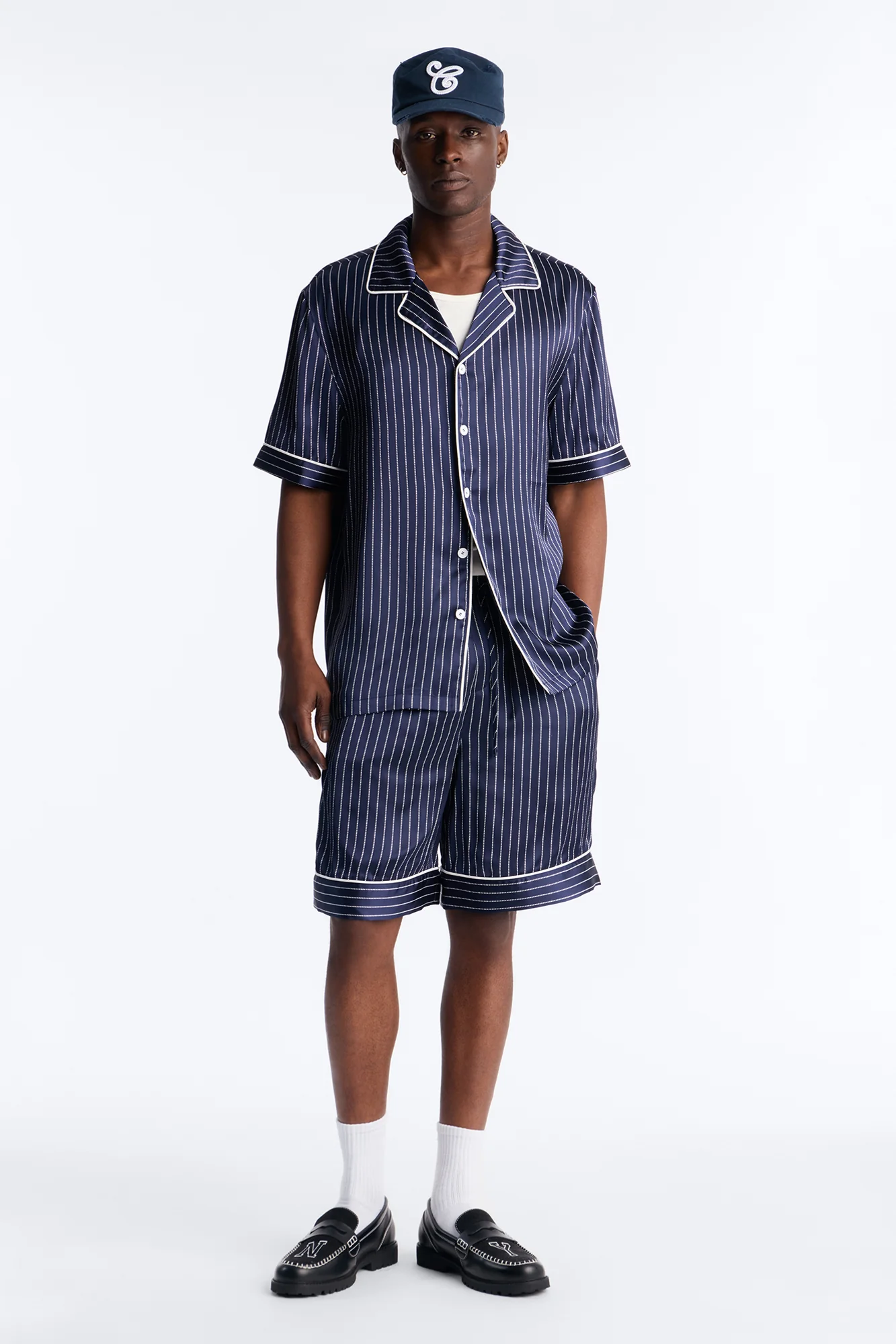 After Hours Stripe Lounge Set - Navy