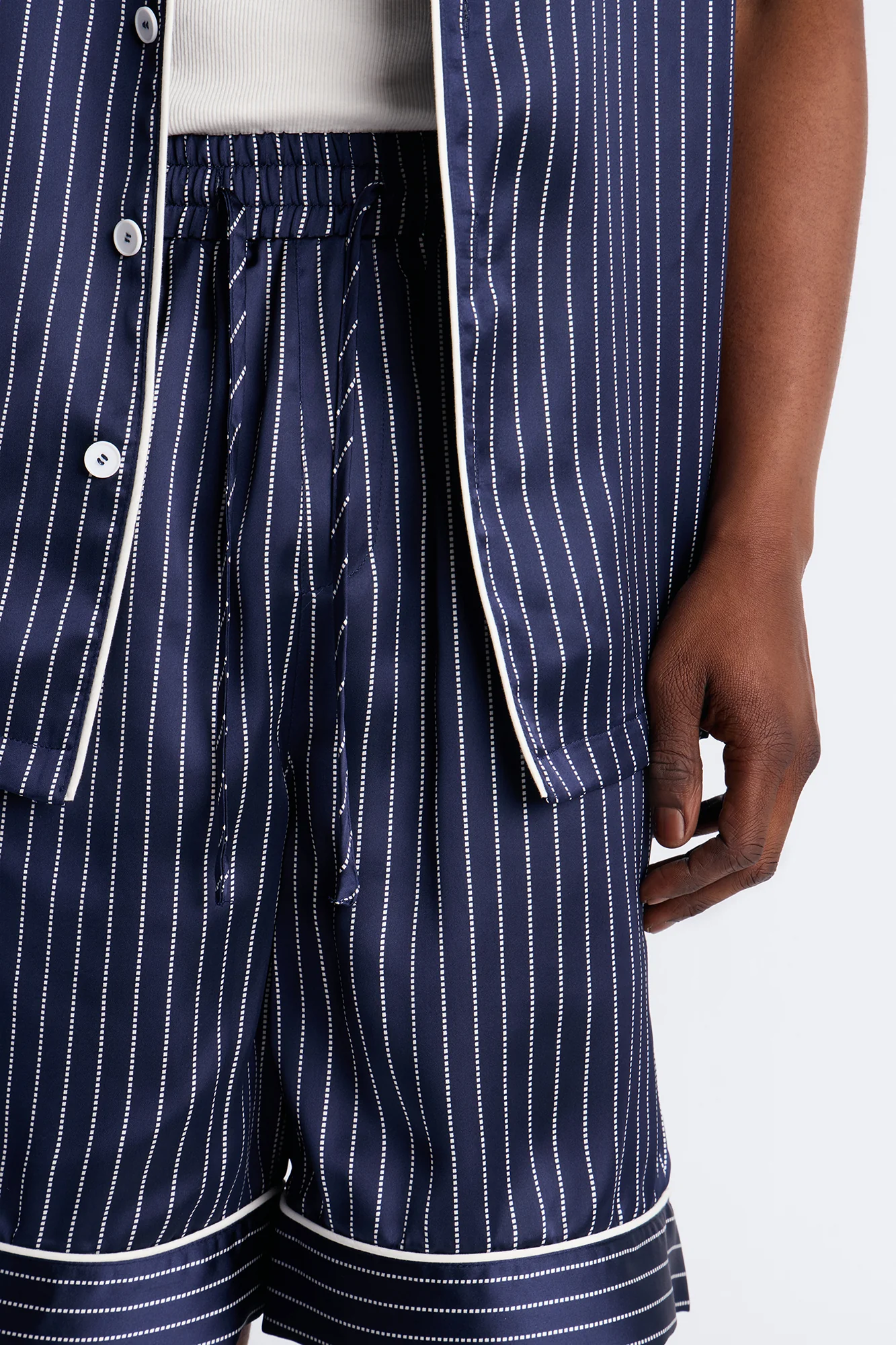 After Hours Stripe Lounge Set - Navy - Image 4