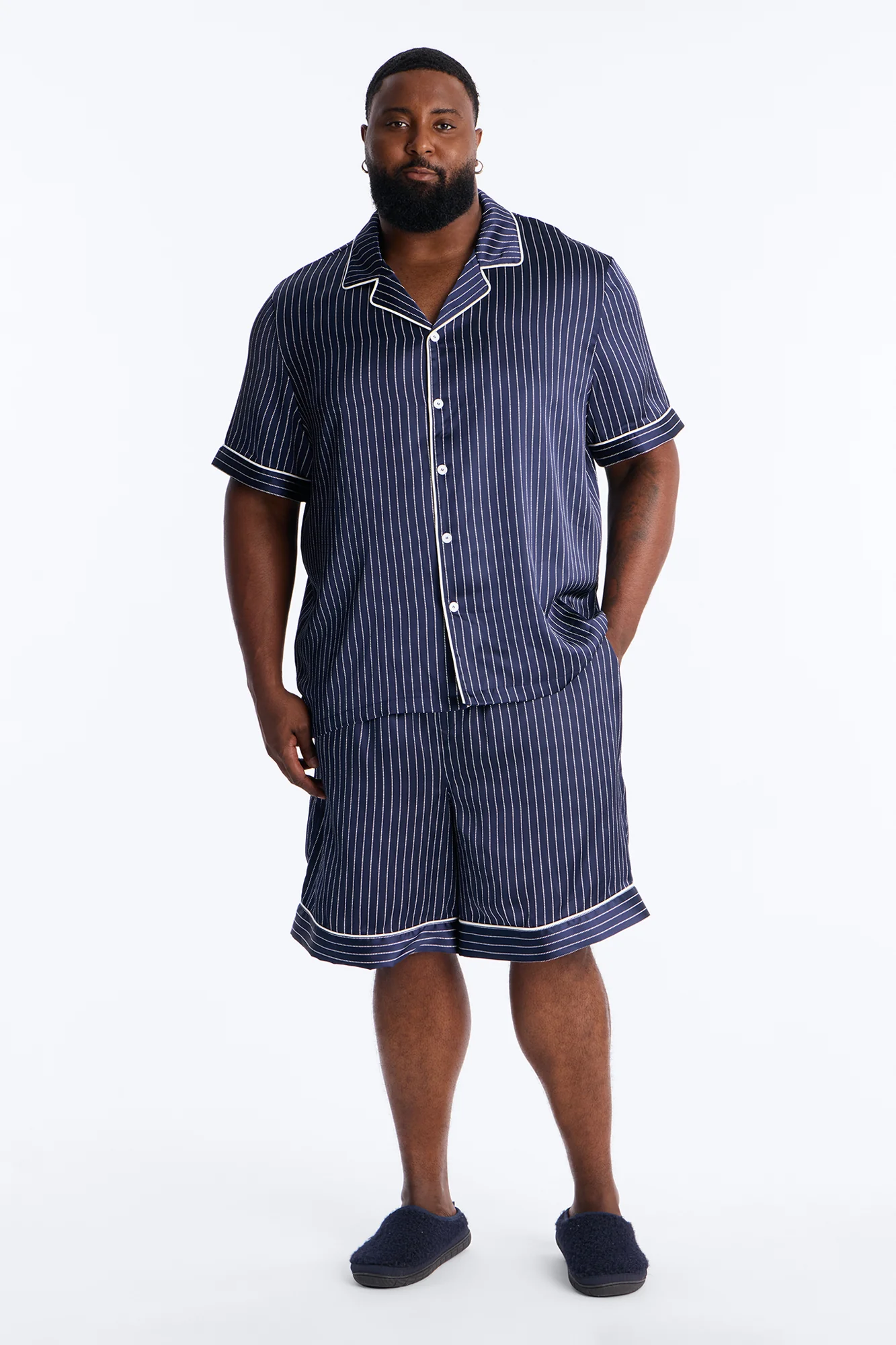 After Hours Stripe Lounge Set - Navy - Image 6