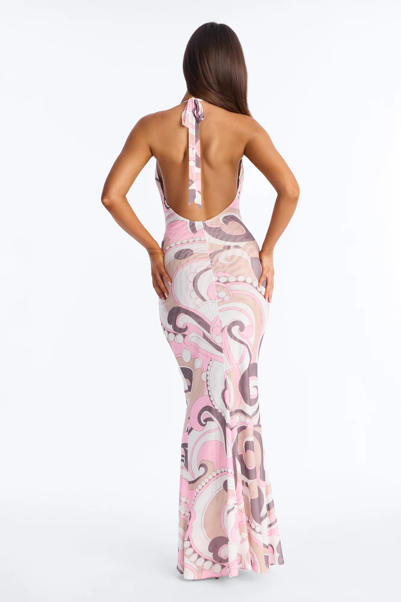 After Sunset Halter Mesh Maxi Dress - Pink/combo - Image 4