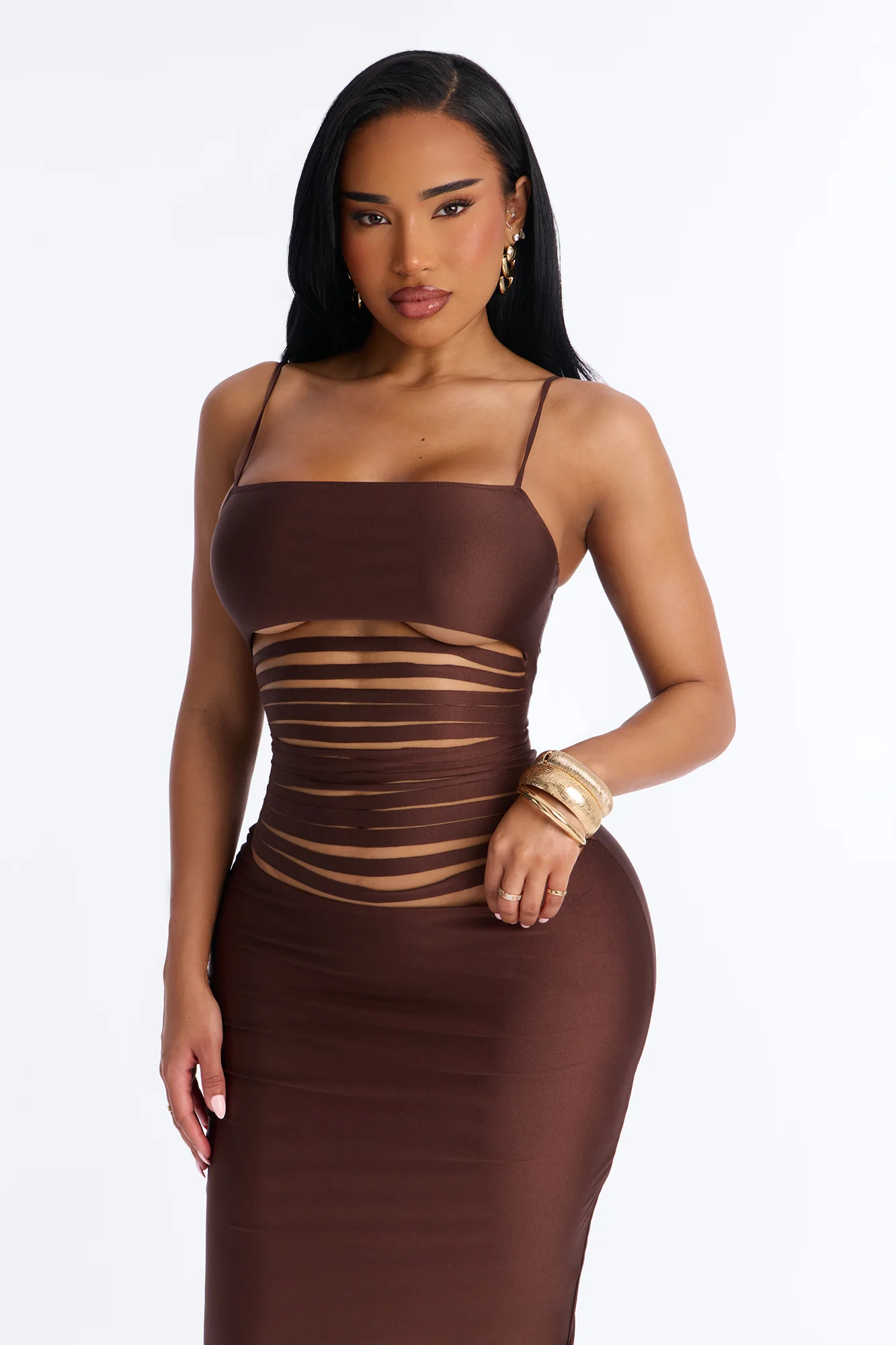 Afterglow Strappy Maxi Dress - Brown - Image 3