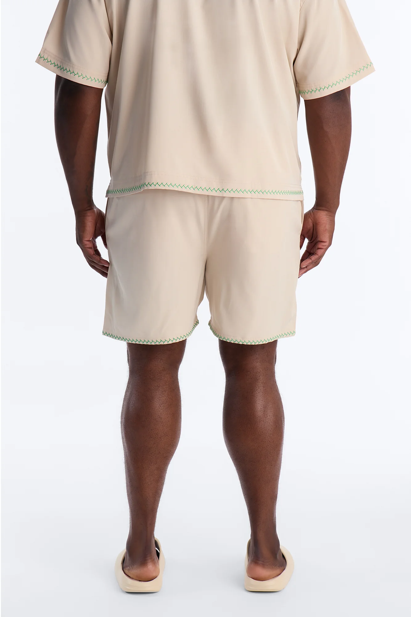 Agave Palm Embroidered Swim Trunk 7″ - Off White - Image 10