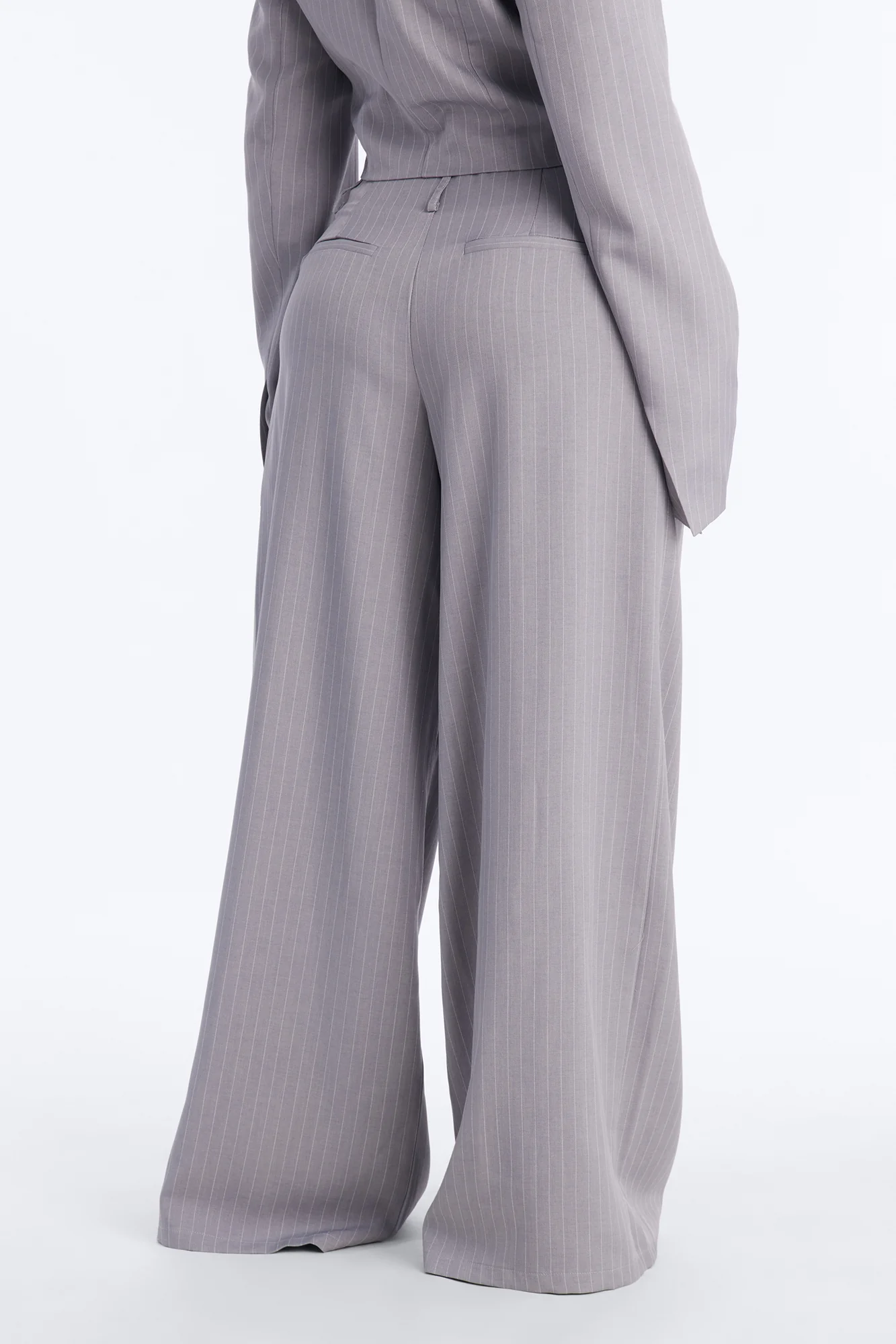 Ahmeira Pinstripe Wide Leg Trouser Pant - Grey/combo - Image 4