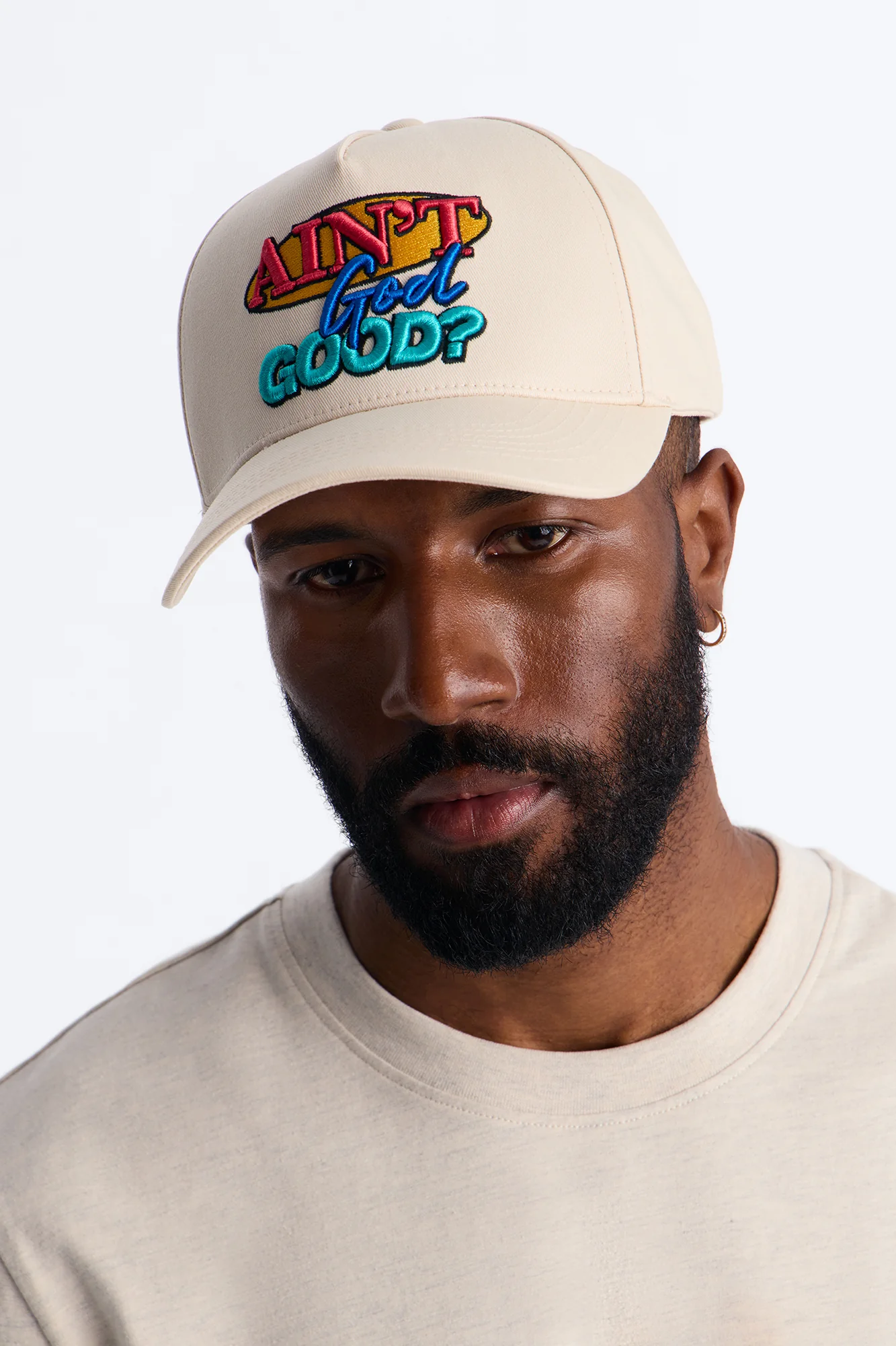 Ain't God Good Unstructured Snapback Hat - Stone - Image 2