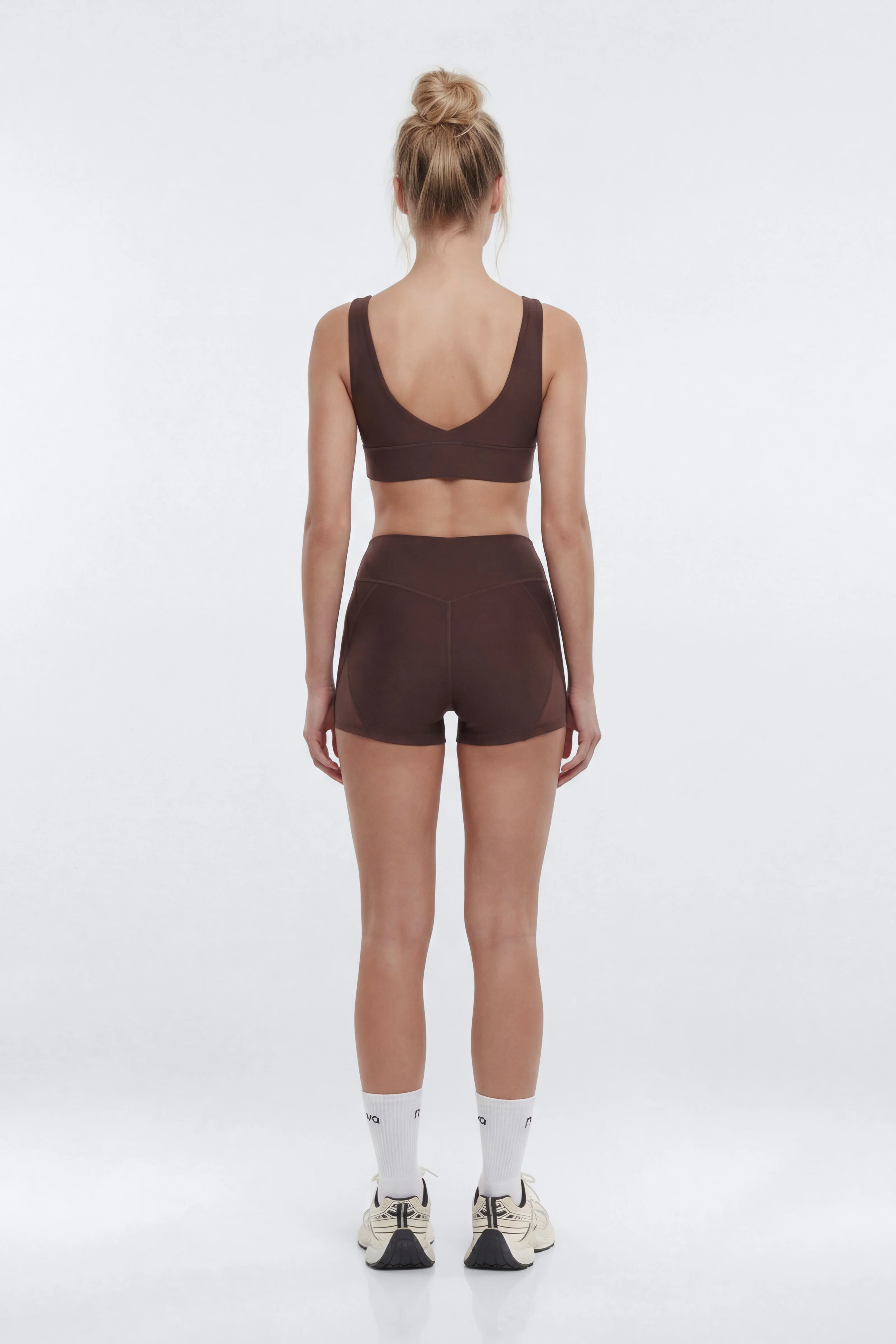 AirSculpt™ 3″ Mesh Contrast Sports Biker Short - Brown - Image 3