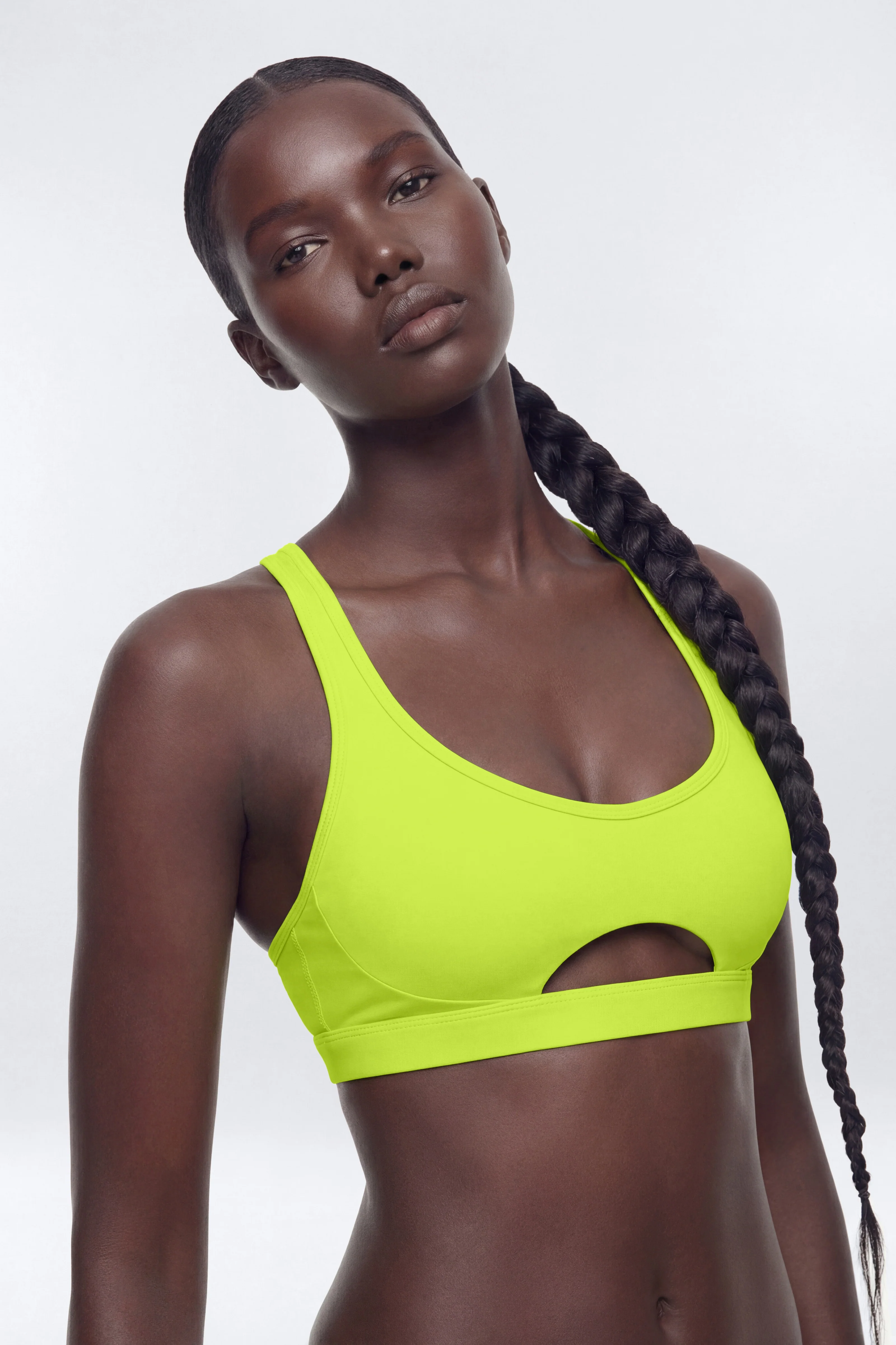 AirSculpt™ Cut Out Front X Back Sports Bra - Chartreuse - Image 2