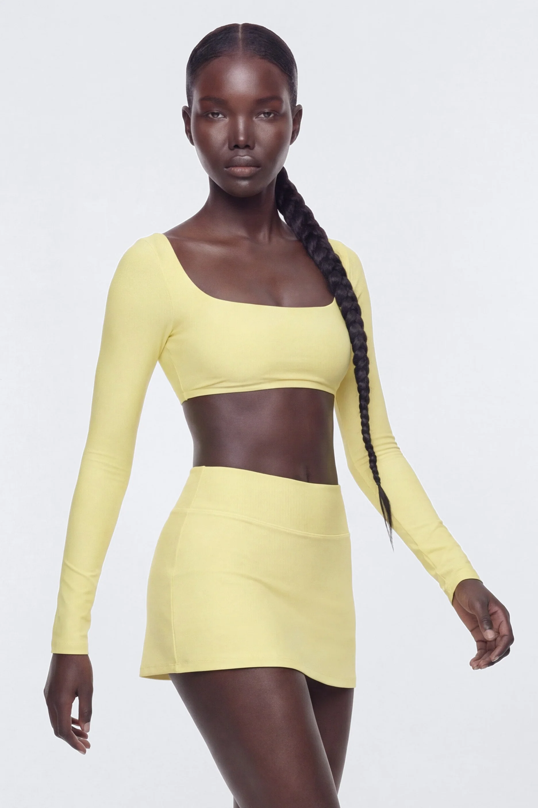 AirSculpt™ Long Sleeve Crop Sports Top - Yellow