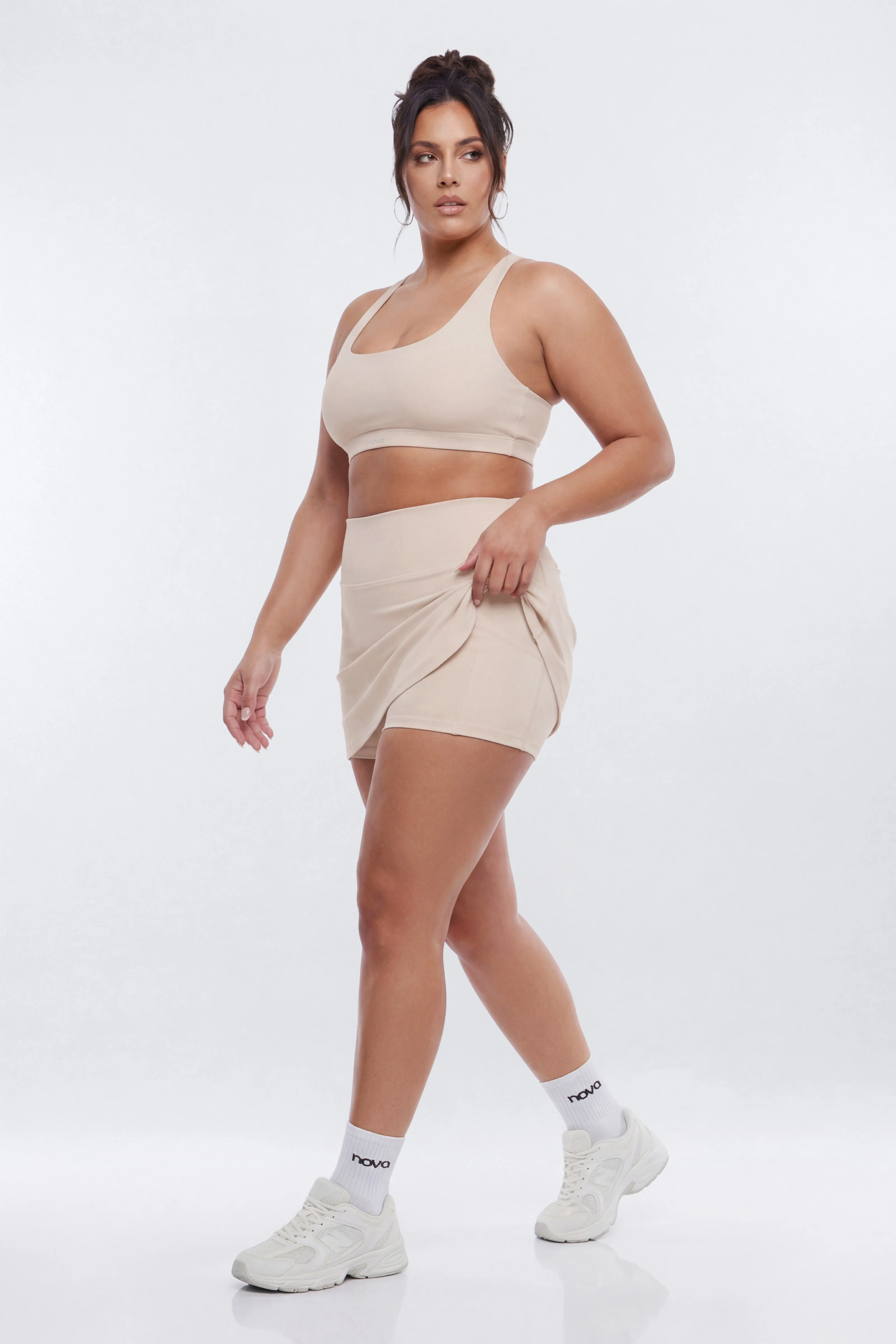 AirSculpt™ Mid Rise Mini Skort - Oat Milk - Image 4