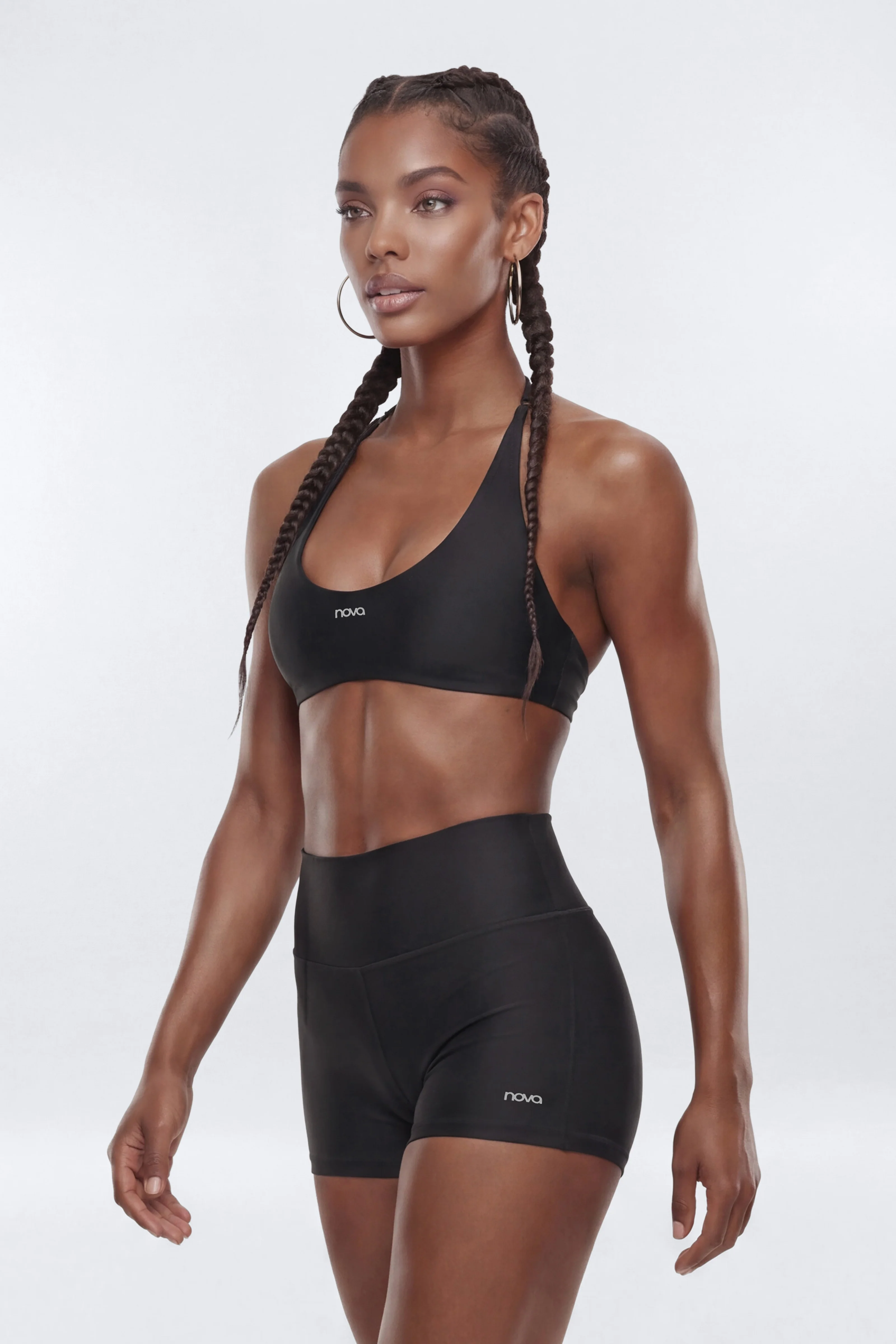 AirSculpt™ Scoop Halter Sports Bra - Black - Image 5