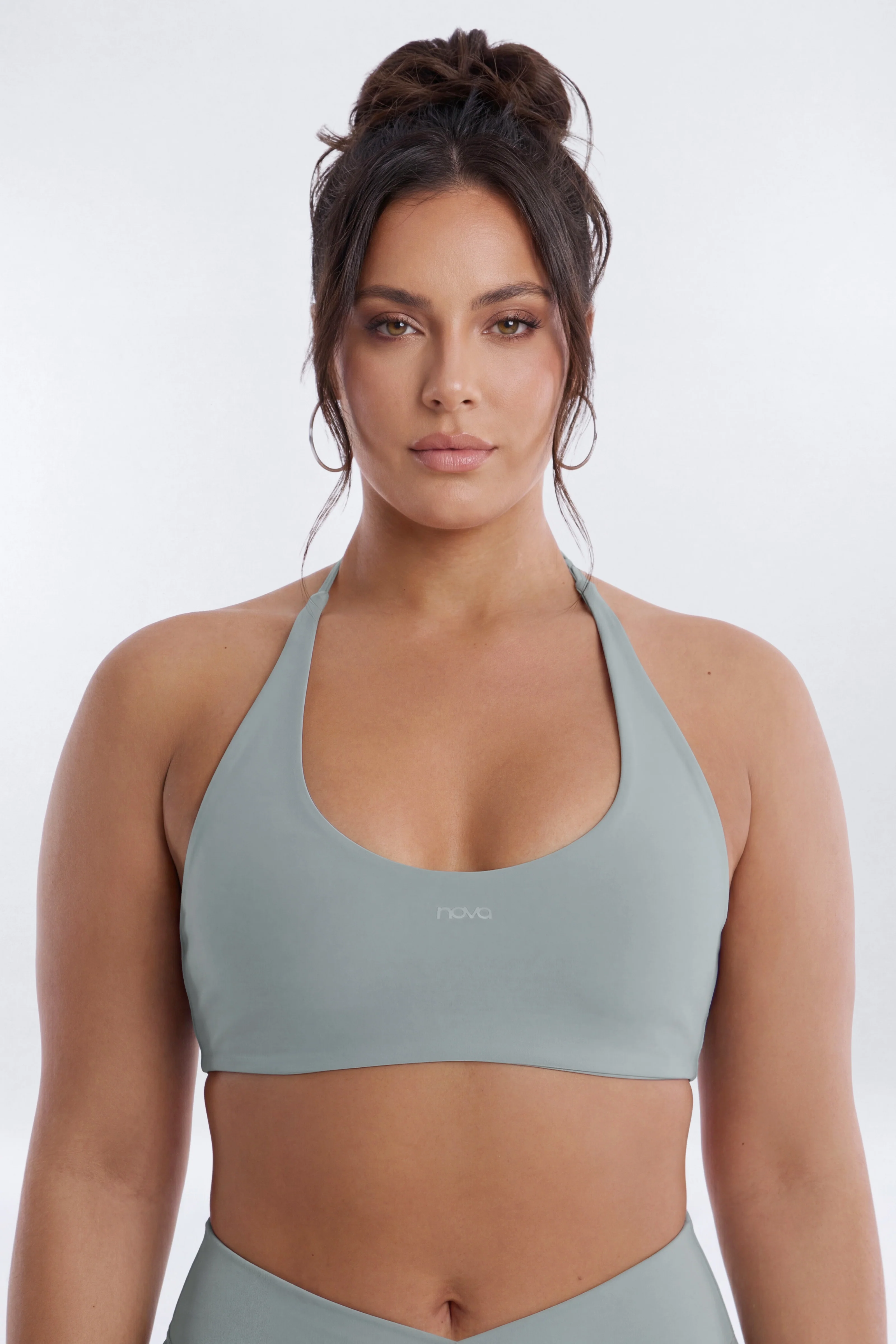 AirSculpt™ Scoop Halter Sports Bra - Steel - Image 5
