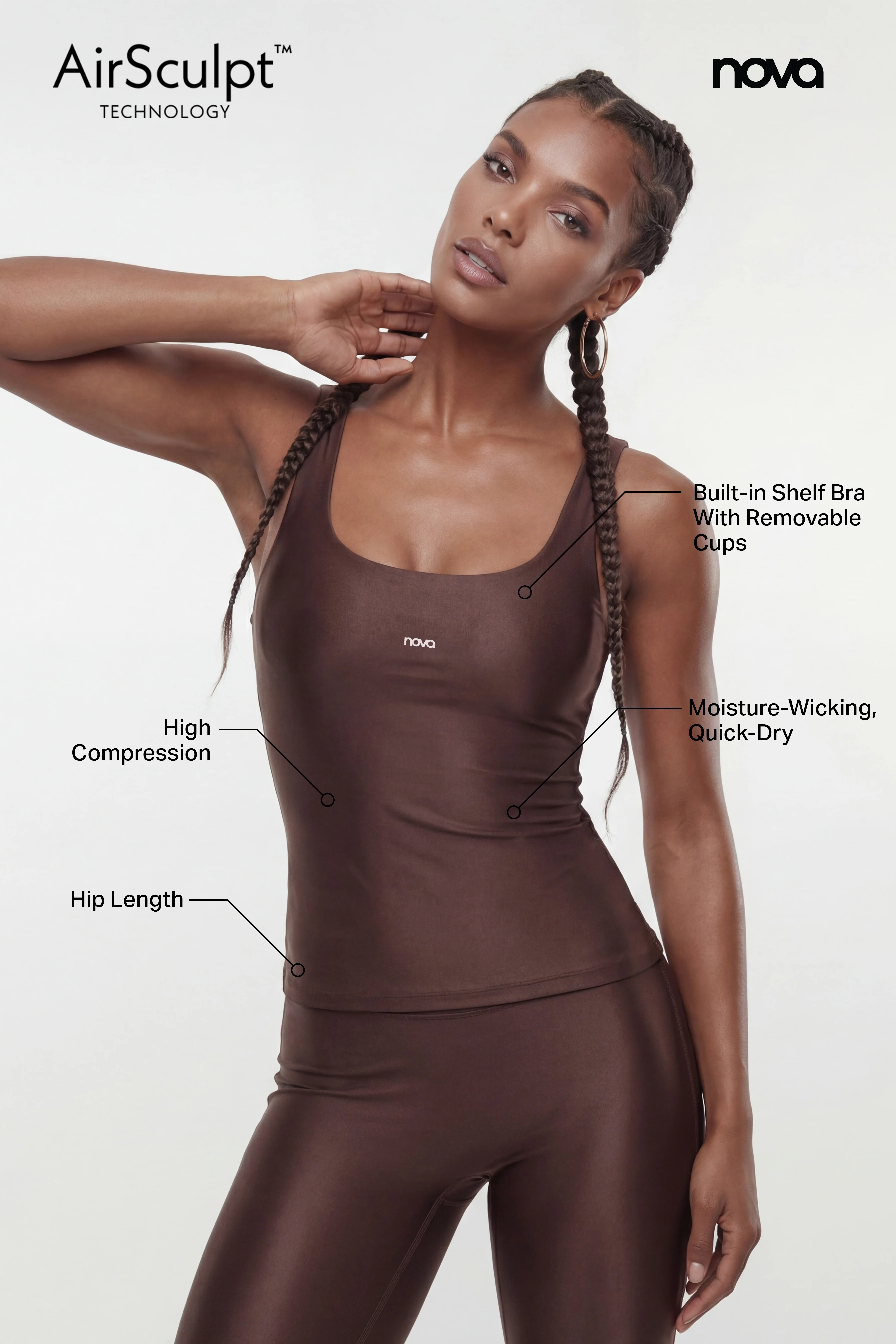 AirSculpt™ Sports Tank Top - Brown - Image 5