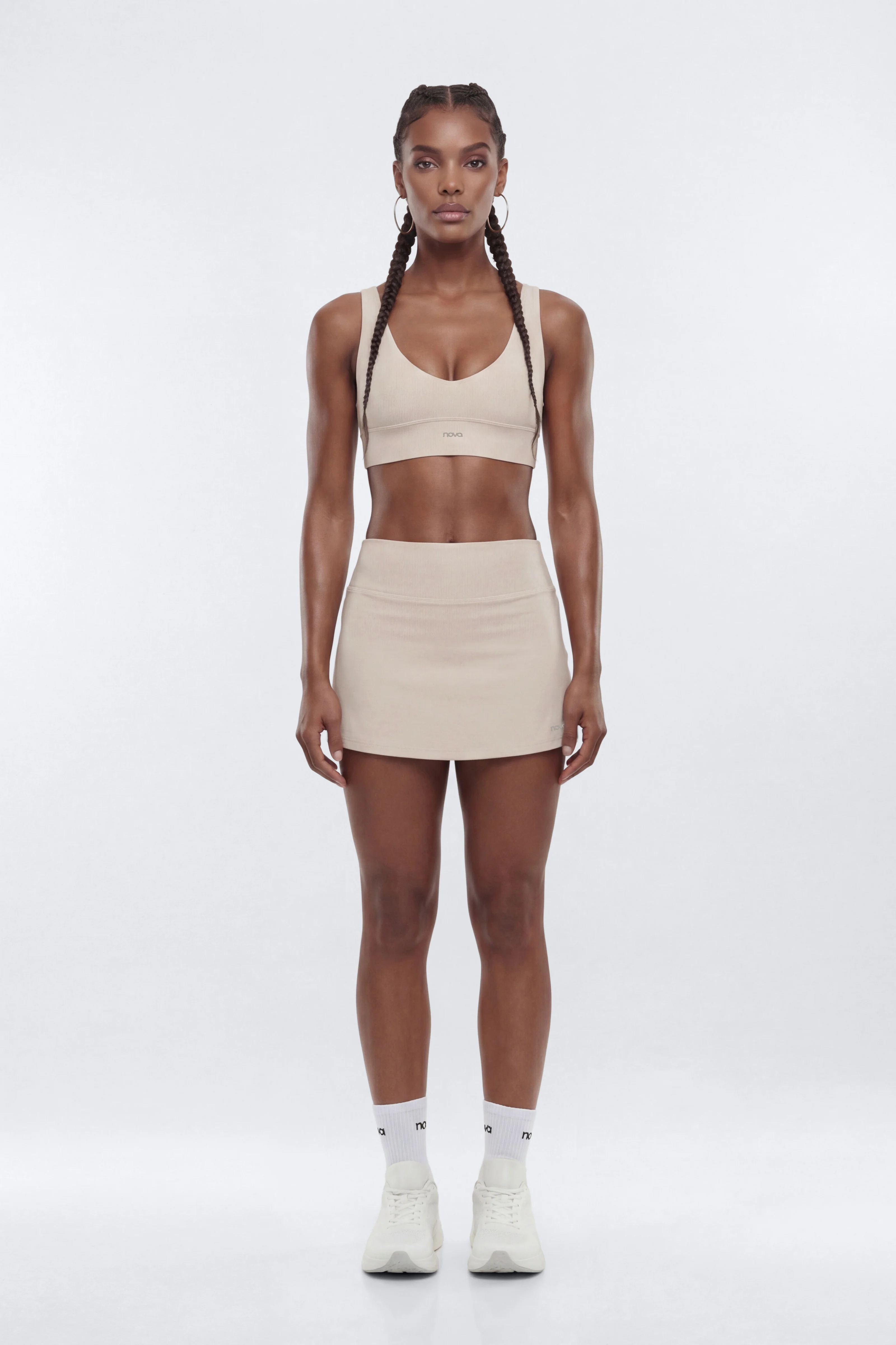 AirSculpt™ V Neck Sports Bra - Oat Milk - Image 2