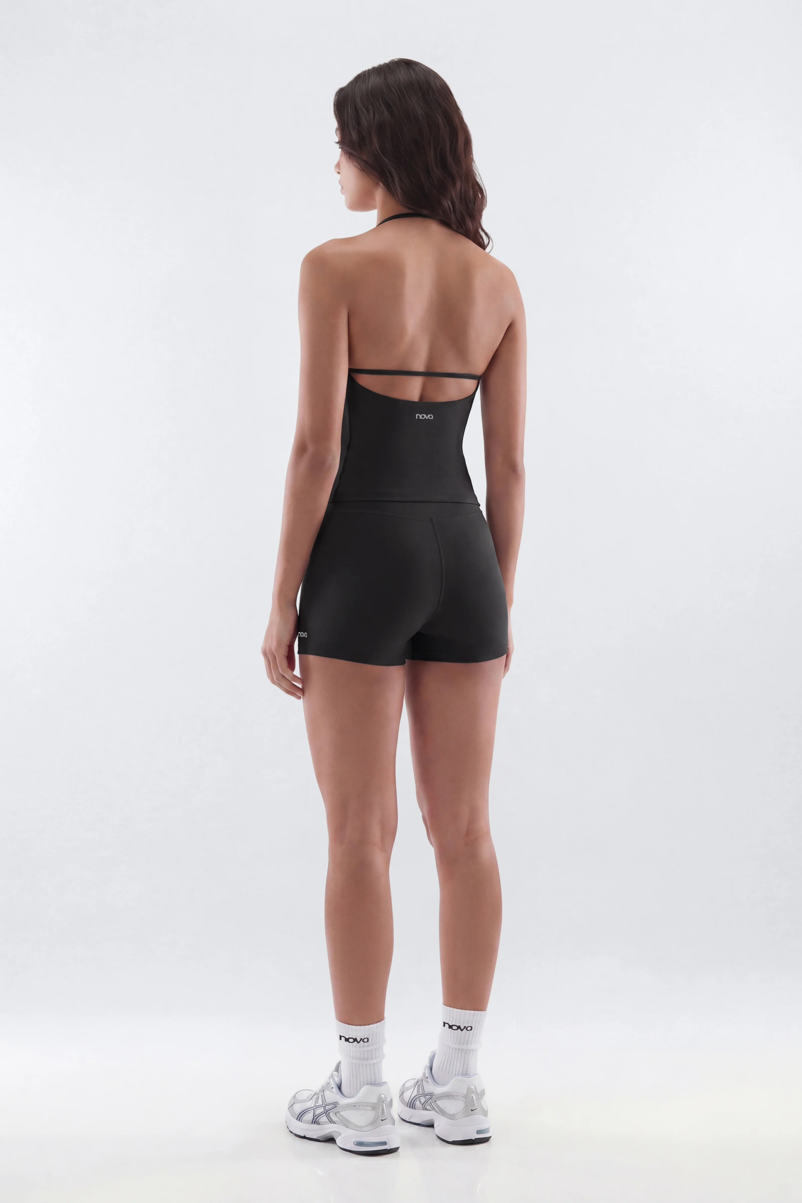 AirSculpt™ V-Neck Strappy Sports Top - Black - Image 3