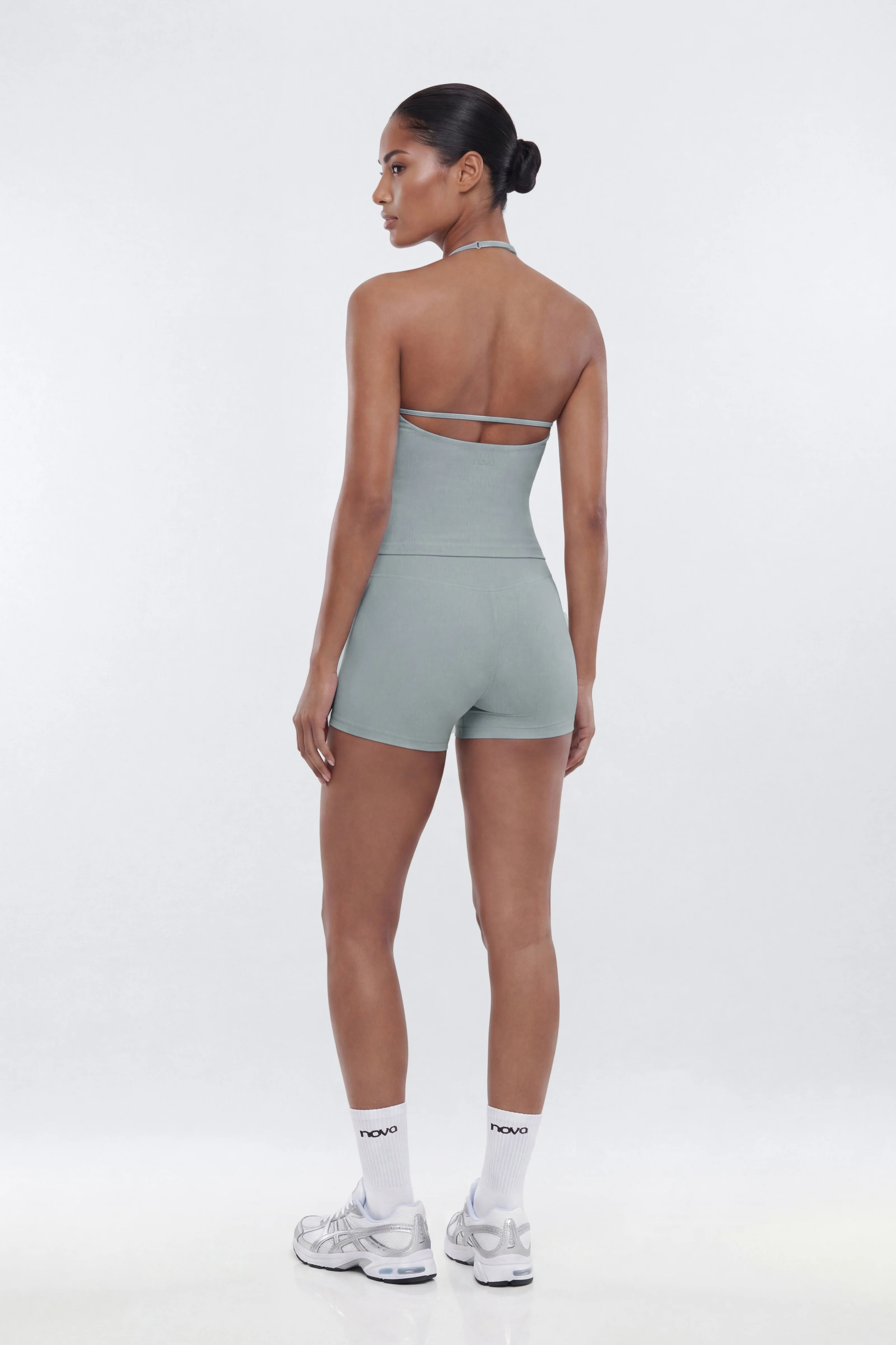 AirSculpt™ V-Neck Strappy Sports Top - Steel - Image 4