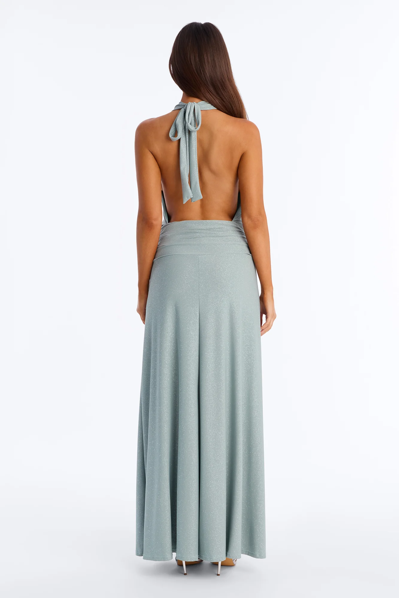 Alara Backless Glitter Maxi Dress - Sage - Image 4
