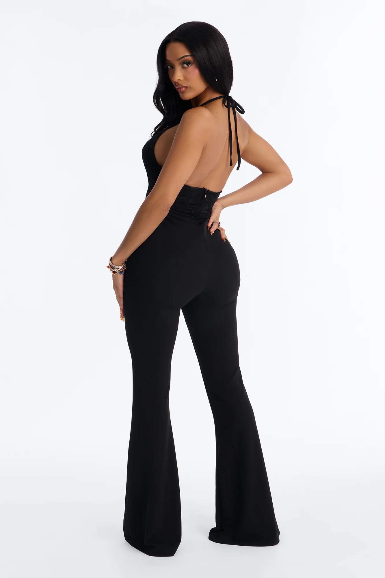Alaria Embellished Lace Jumpsuit - Black - Image 4