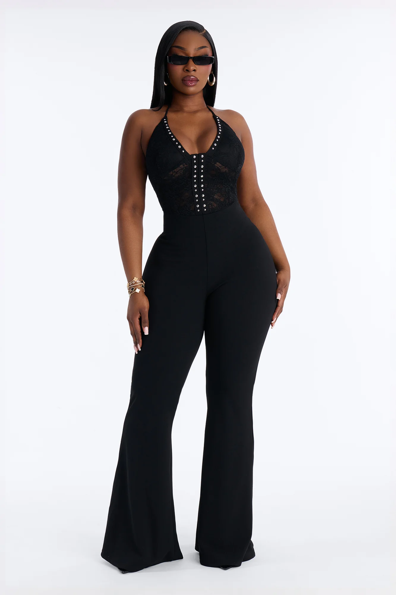 Alaria Embellished Lace Jumpsuit - Black - Image 5