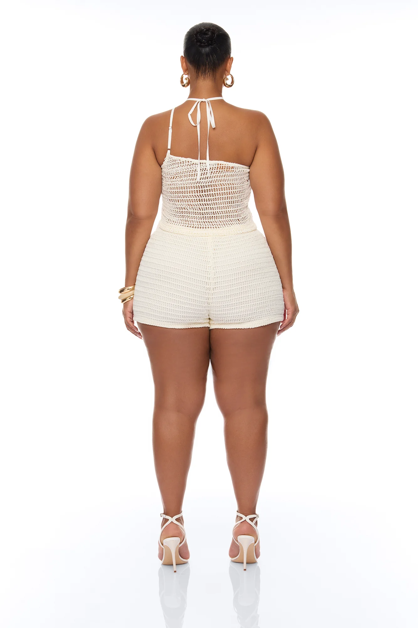 Alayah Floral Applique Crochet Short Set - Sand - Image 8