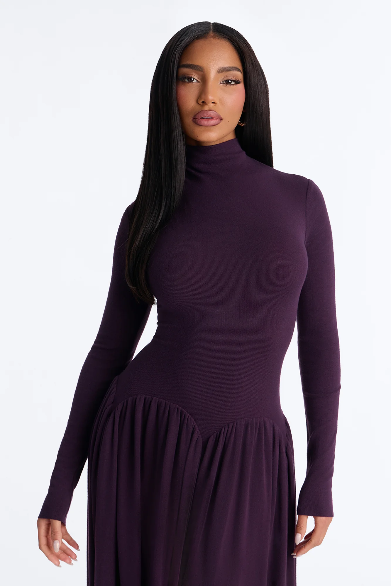 Alayna Long Sleeve Sweater Maxi Dress - Purple - Image 2
