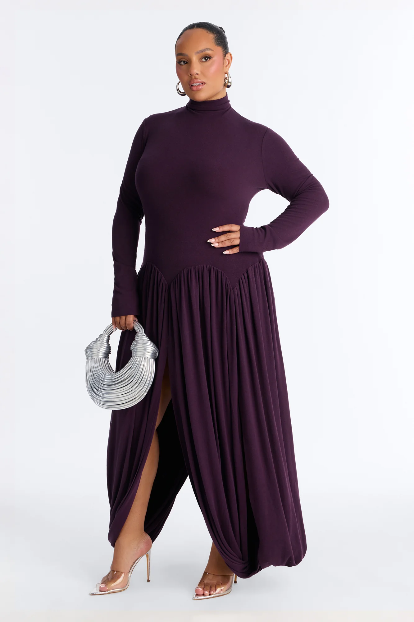 Alayna Long Sleeve Sweater Maxi Dress - Purple - Image 4