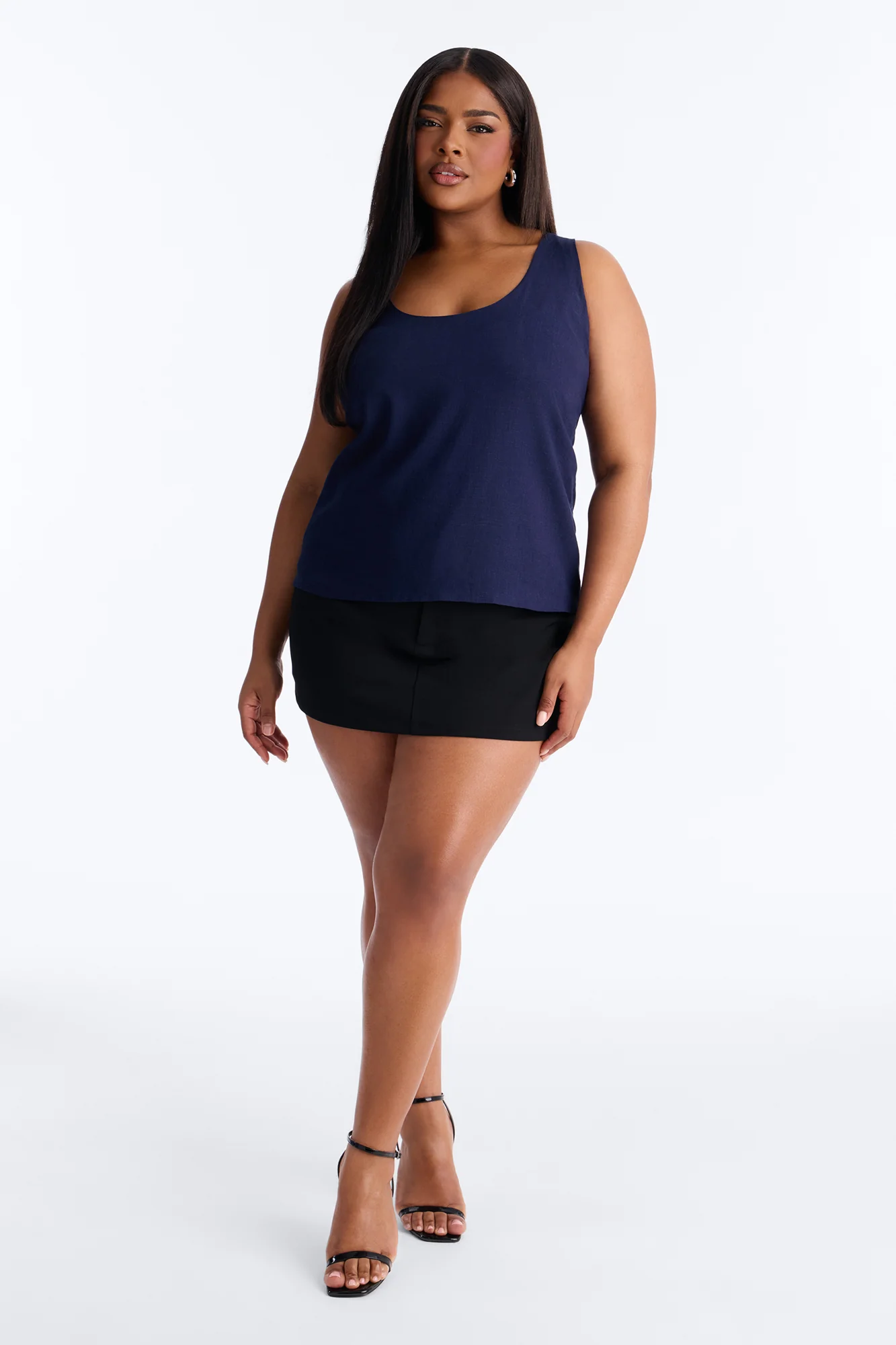 Alba Racerback Linen Top - Navy - Image 5