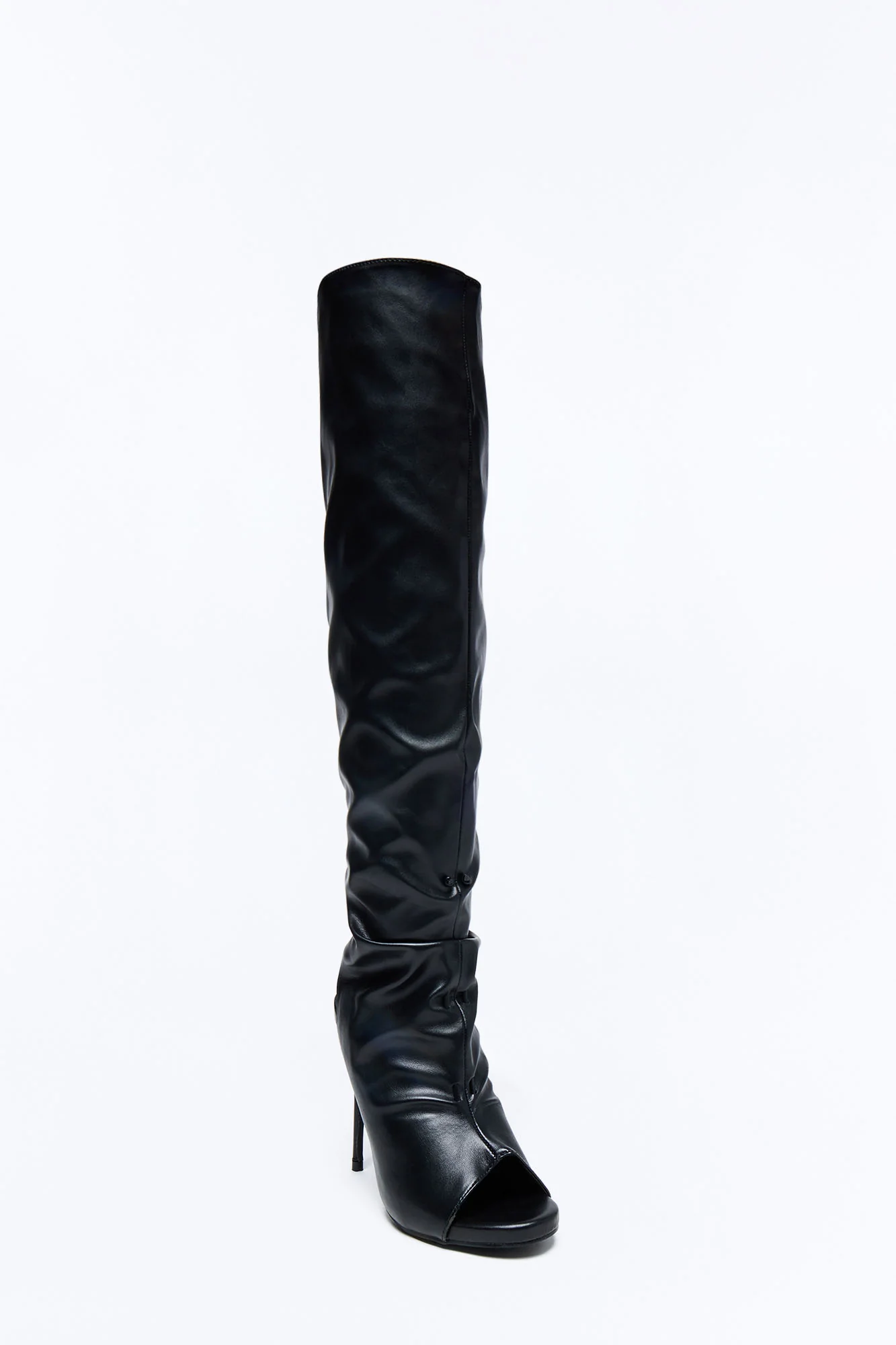 Alek Peep Toe Stiletto Boots - Black - Image 2