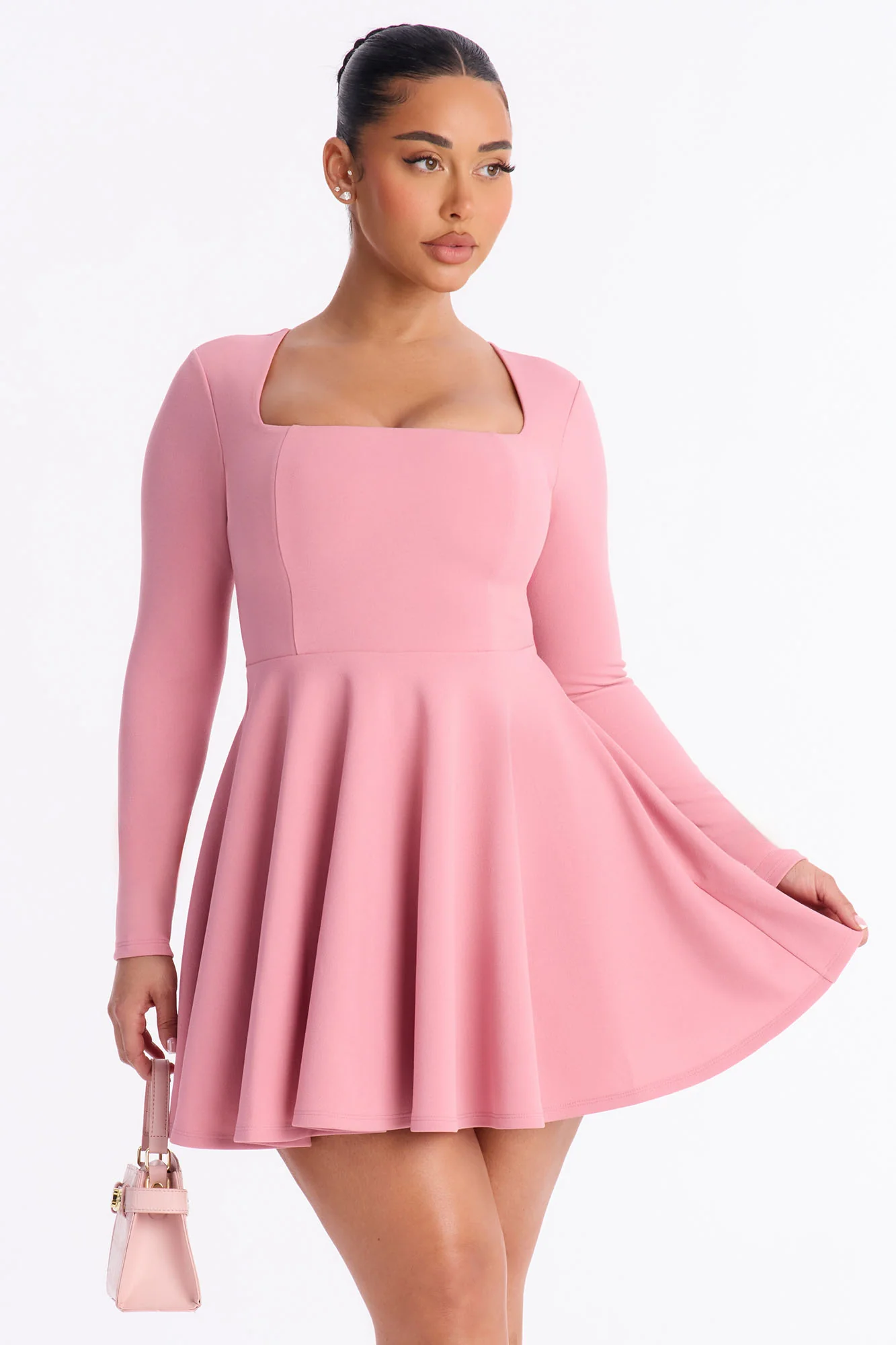 Alena Long Sleeve Mini Dress - Mauve