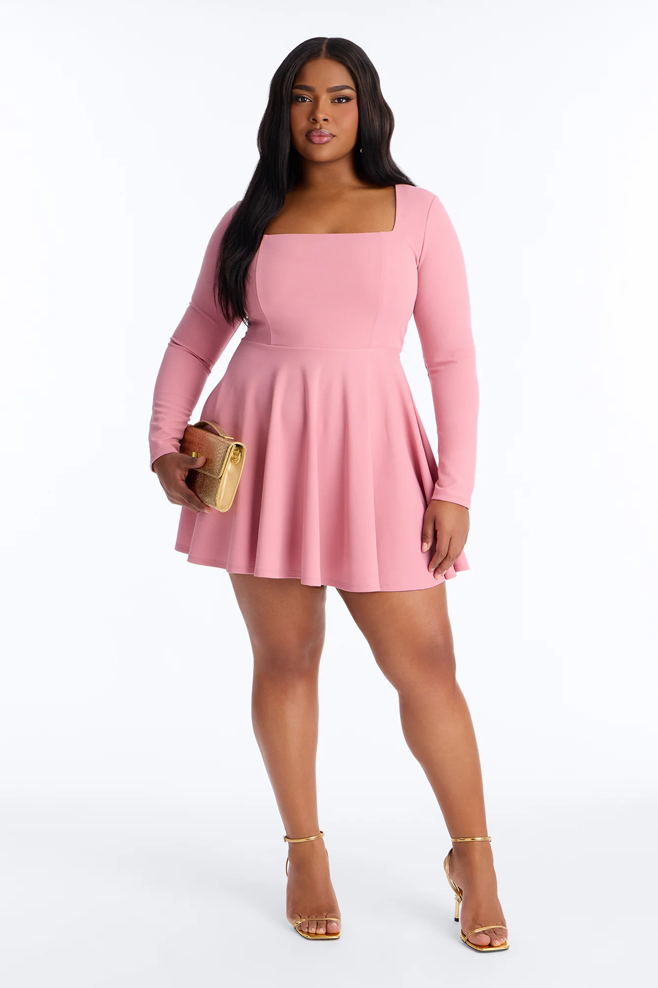 Alena Long Sleeve Mini Dress - Mauve - Image 6