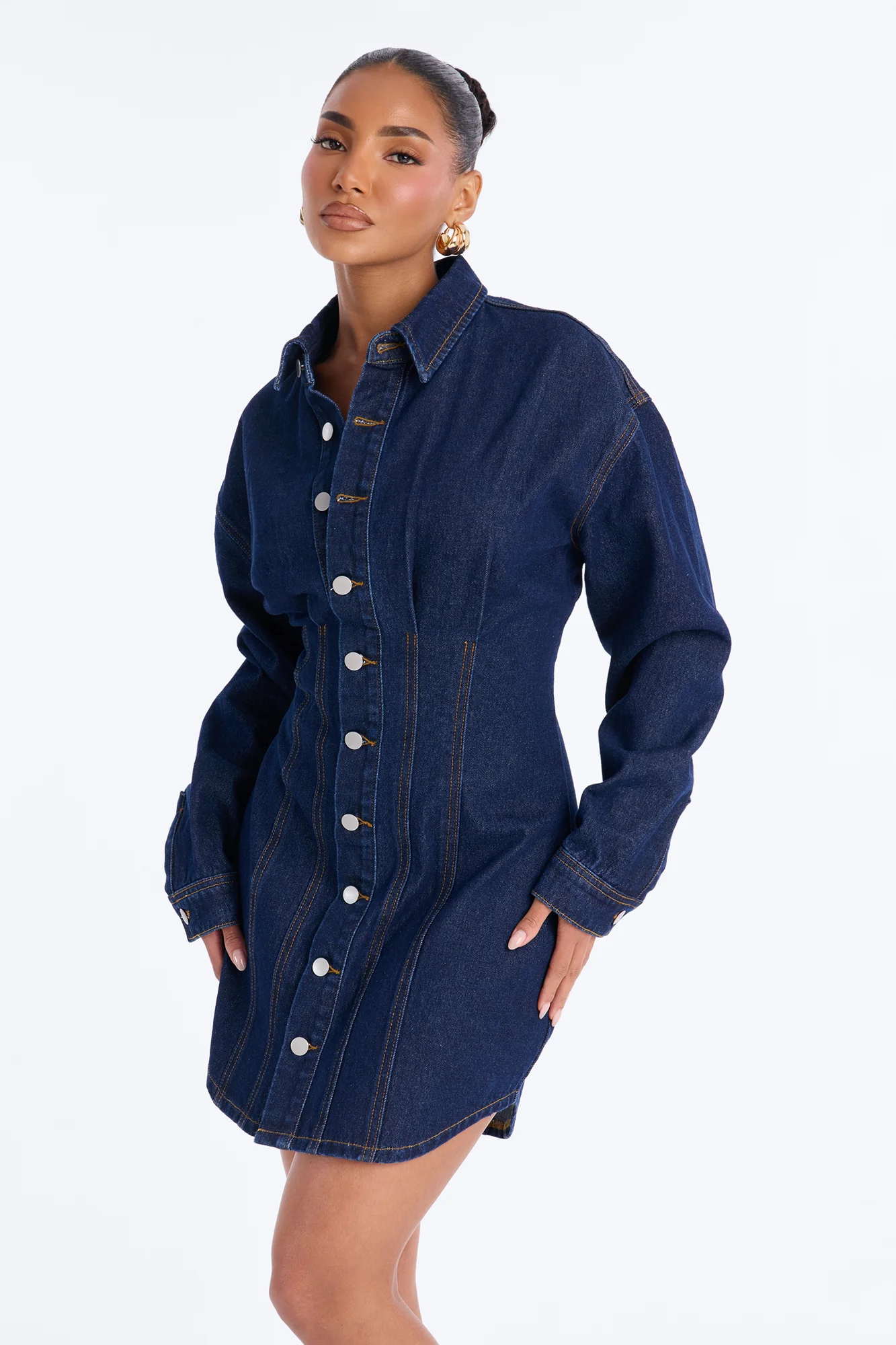 Alessandra Denim Mini Dress - Dark Wash