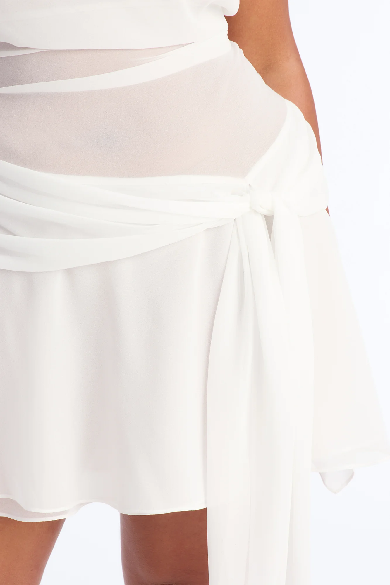 Alessia Draped Chiffon Mini Dress - White - Image 6
