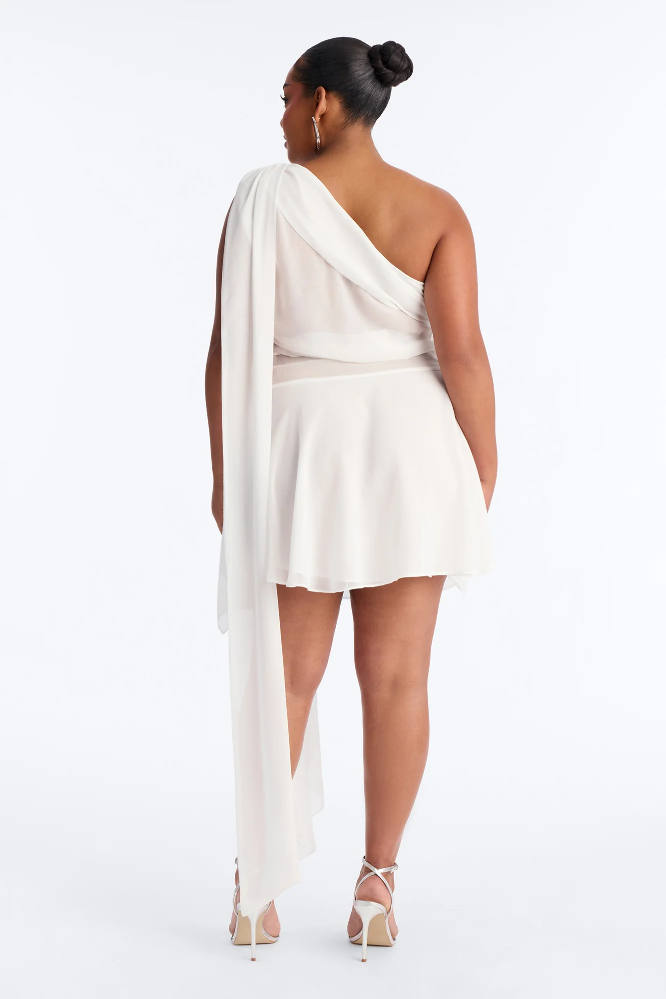 Alessia Draped Chiffon Mini Dress - White - Image 7